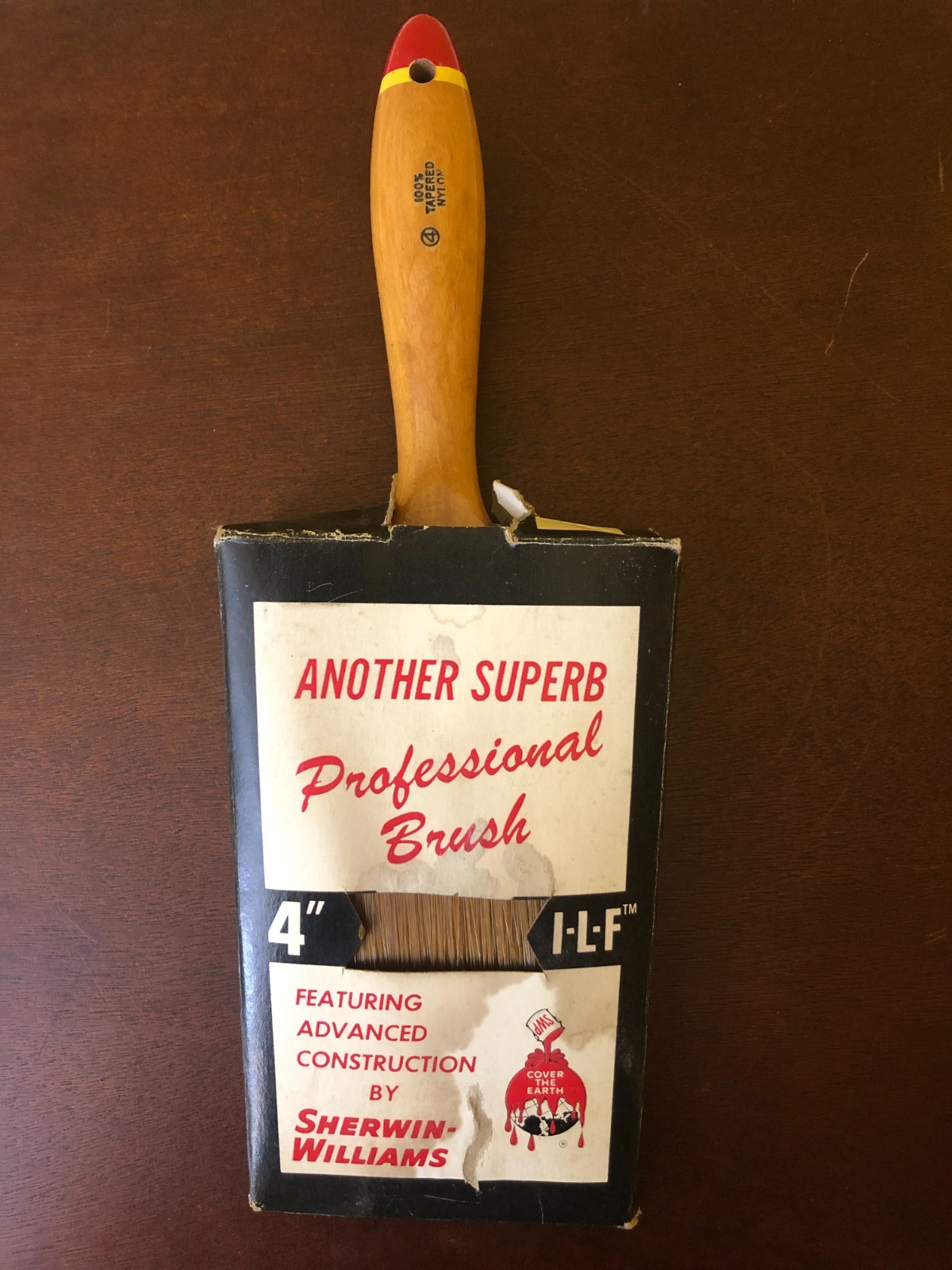 Vintage Sherwin Williams 4" Professional Tapered Nylon Paintbrush SW-460W I-L-F