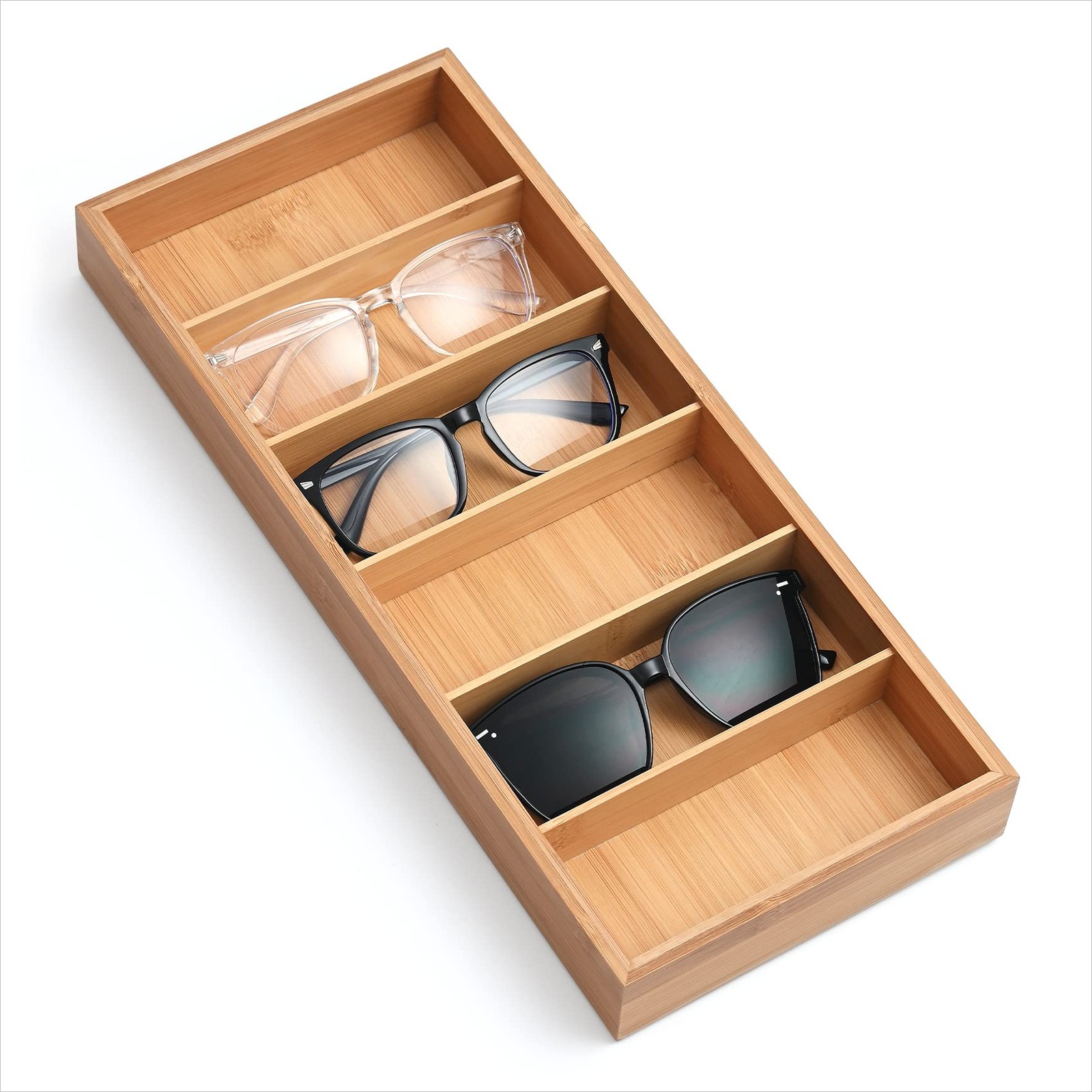6-Slot Sunglasses Organizer Tray, Sunglasses Storage Case, Eyeglass Display E.