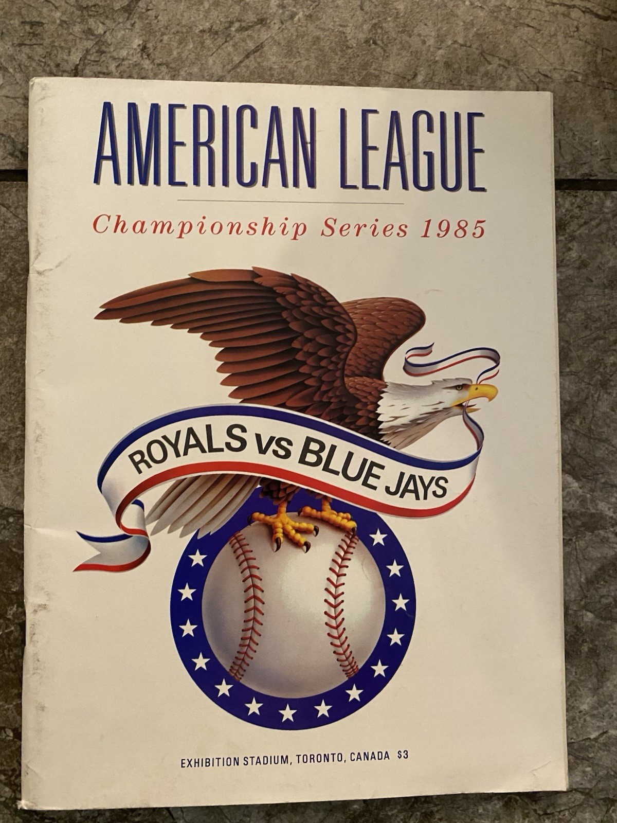 1985 ALCS PLAYER PROGRAM TORONTO vs KANSAS CITY EXHIBITON STADIUM