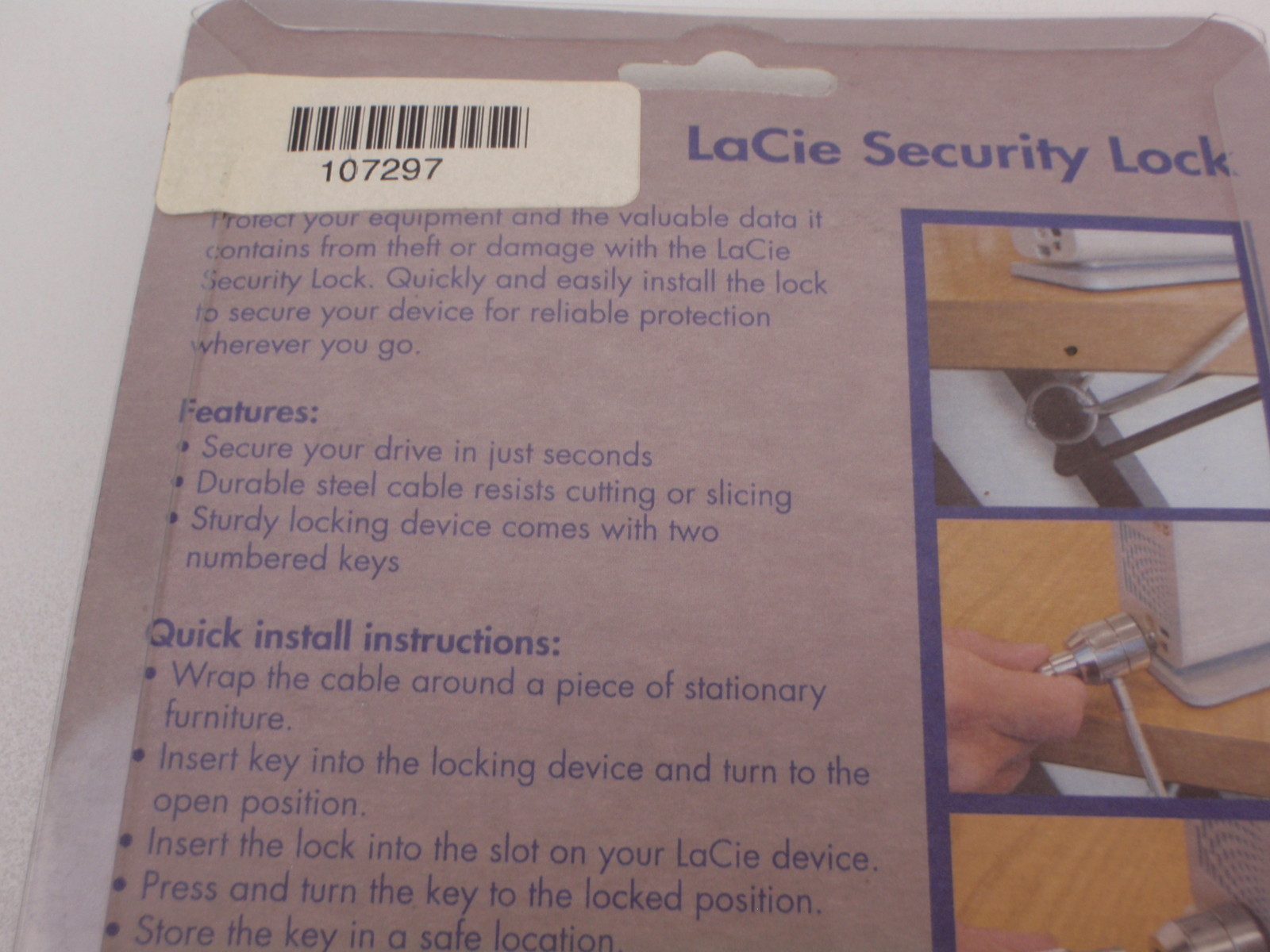LACIE NOTEBOOK HARD DRIVE PC SECURITY LOCK NEW