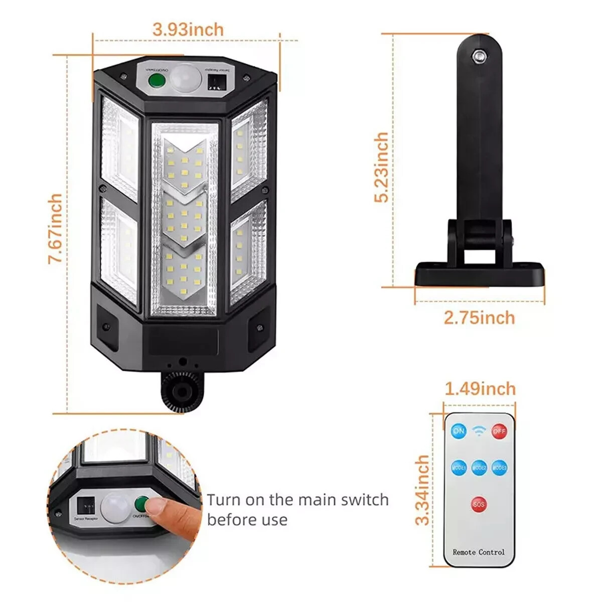 2PCS 99000000LM LED Solar Wall Light Commercial Dusk To Dawn Outdoor Street Lamp