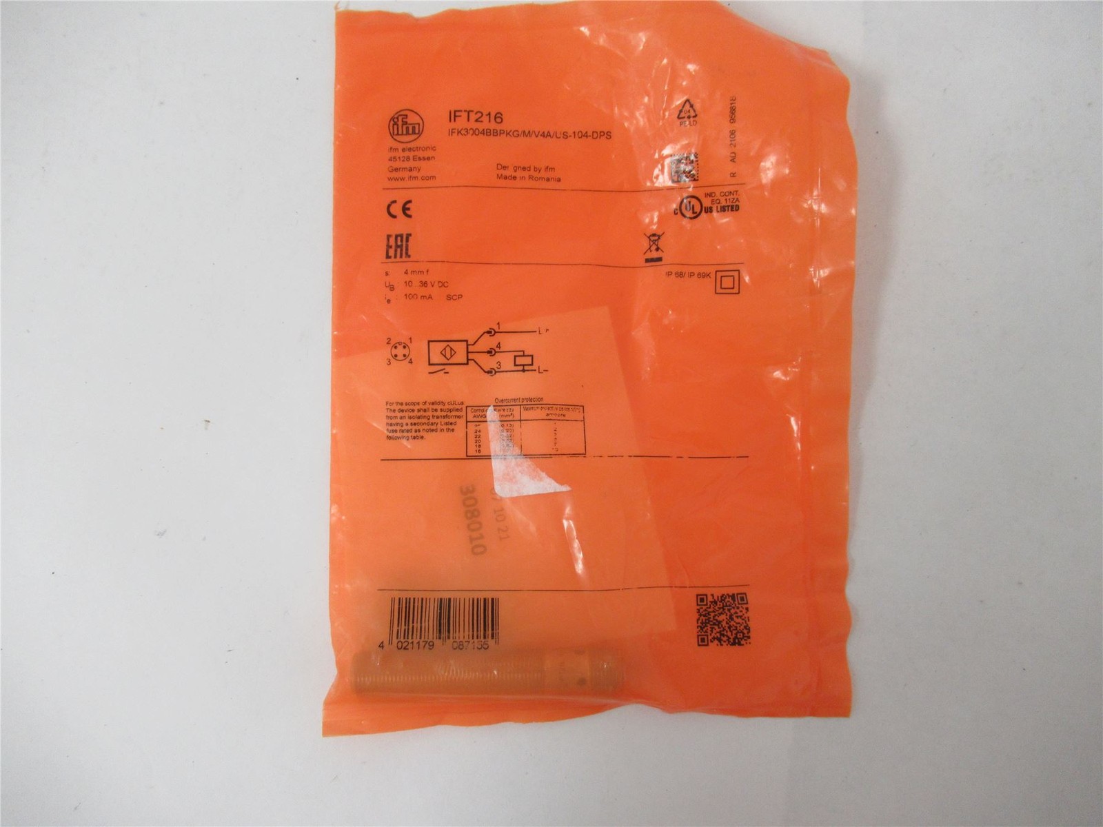 249102 New-No Box; IFM IFT216 Proximity Switch 36 VDC
