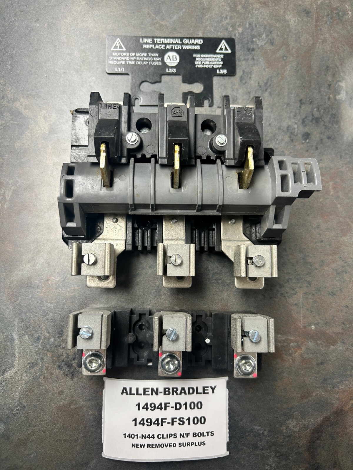 NEW ALLEN BRADLEY 100A DISCONNECT SWITCH 1494F-D100 1494F-FS100 N/F BOLTS