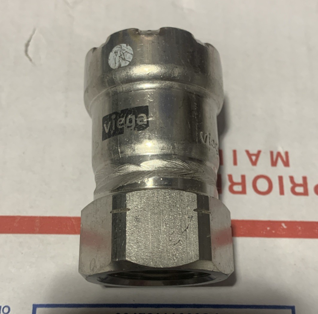 1” 95270 Viega Megapress FKM 304 Stainless P X FPT Female Pipe Adapter 4112