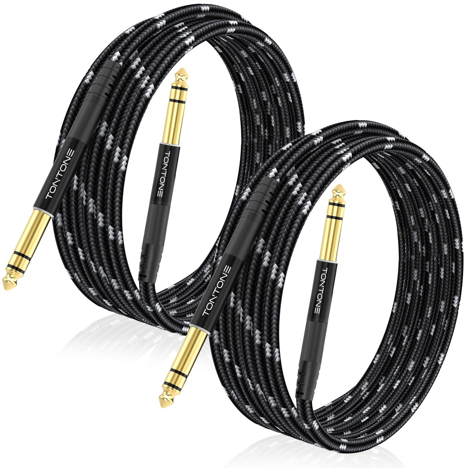 1/4 Inch TRS Cable 2-Pack 15FT, Quarter Inch 6.35mm Balanced Stereo Audio Cab...