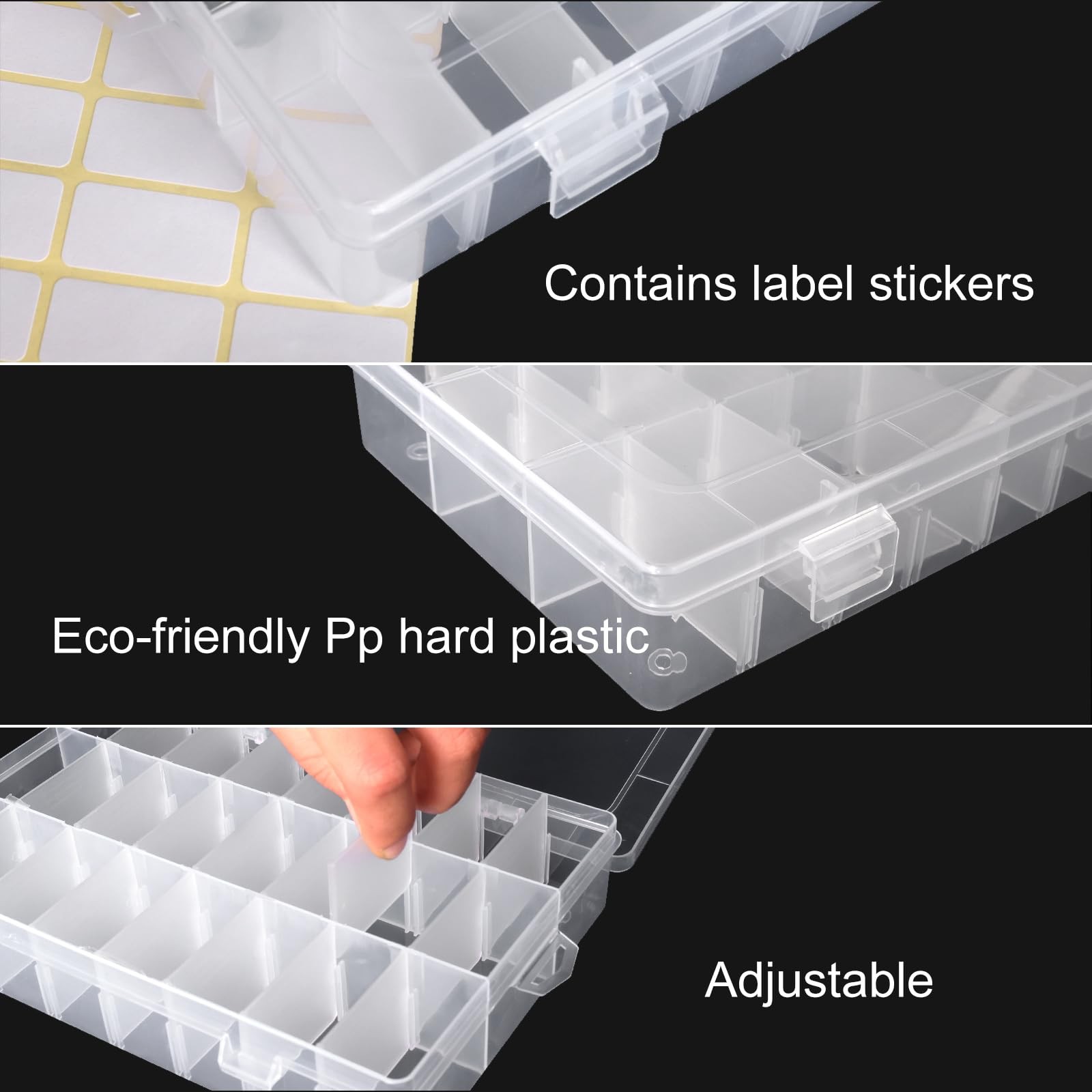 2 Pack 24 Grids Clear Plastic Organizer Box, Storage 24 Grids(2PCS),