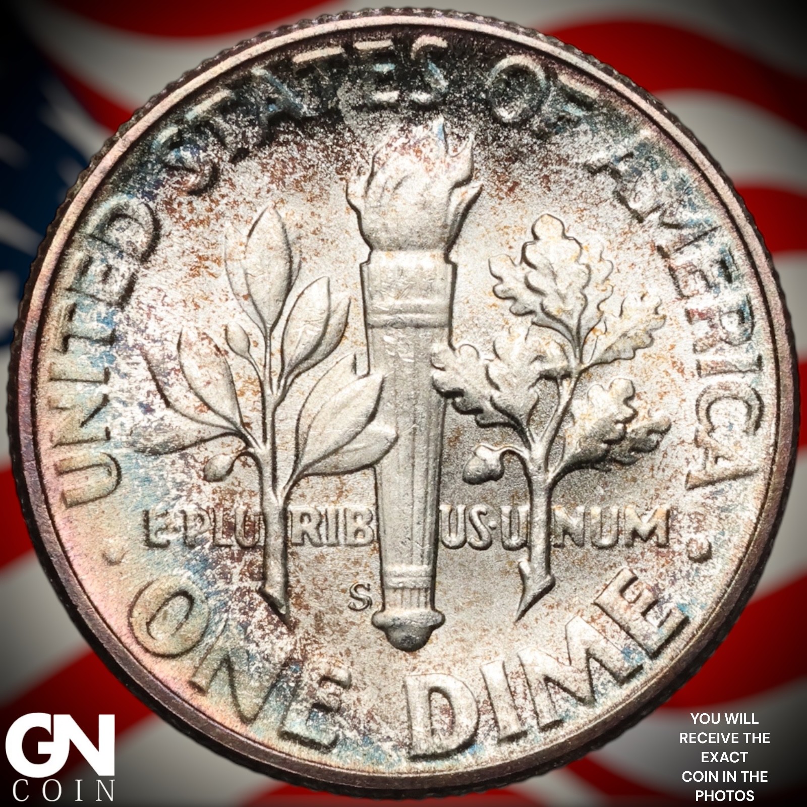 1946 S COLOR Roosevelt Dime A8953