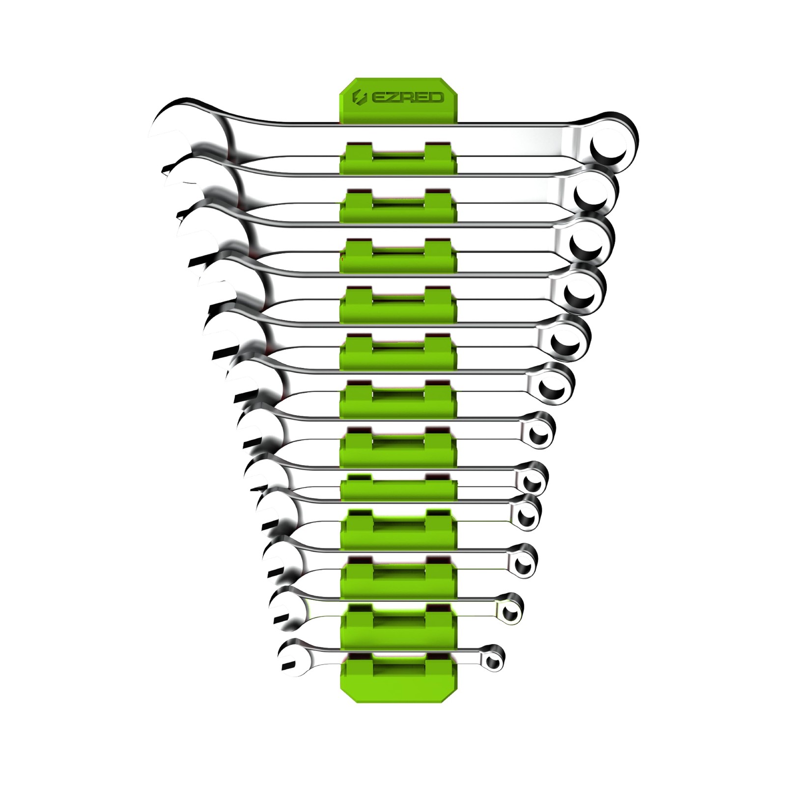 EZRED FWR12-G Magnetic Flexible 12 Slot Wrench Rack Holder Non-Marring Green