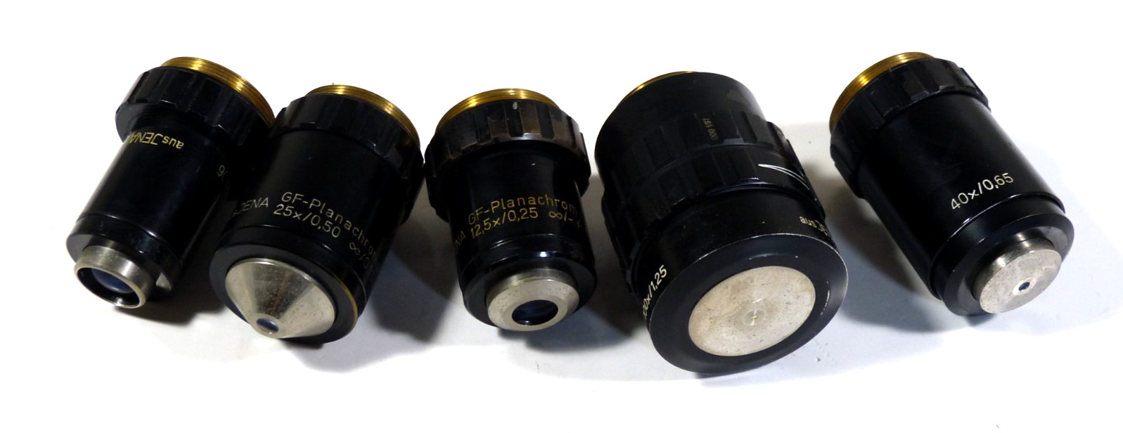 Lot of Zeiss Gf-Planachromat microscope lenses HI100x1.25, 25x.50, 40x.65...