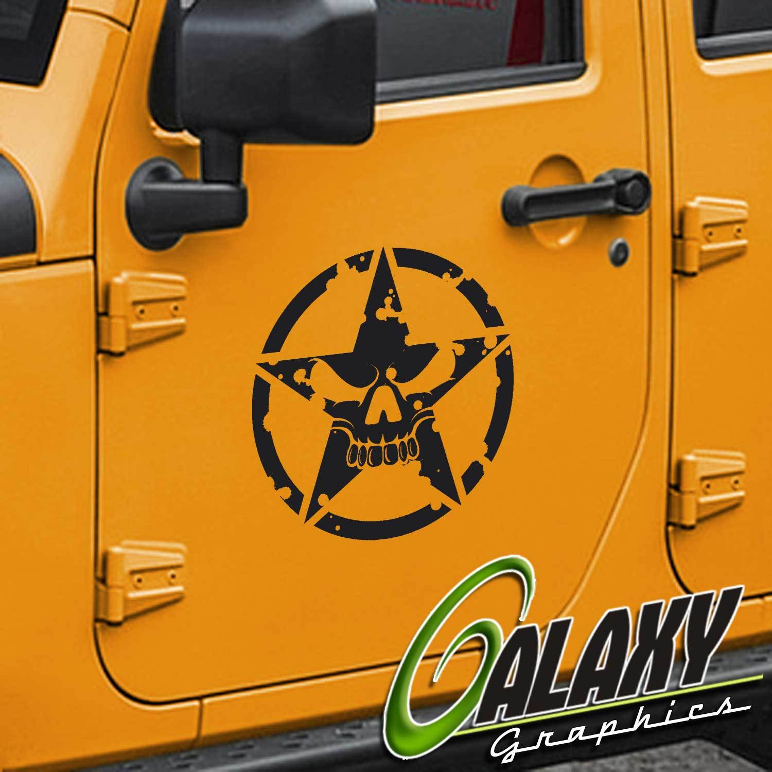 Door Decals for Jeep Wrangler Army Star Skull Tj Lj Jk Jku - (Pair Left & Right)