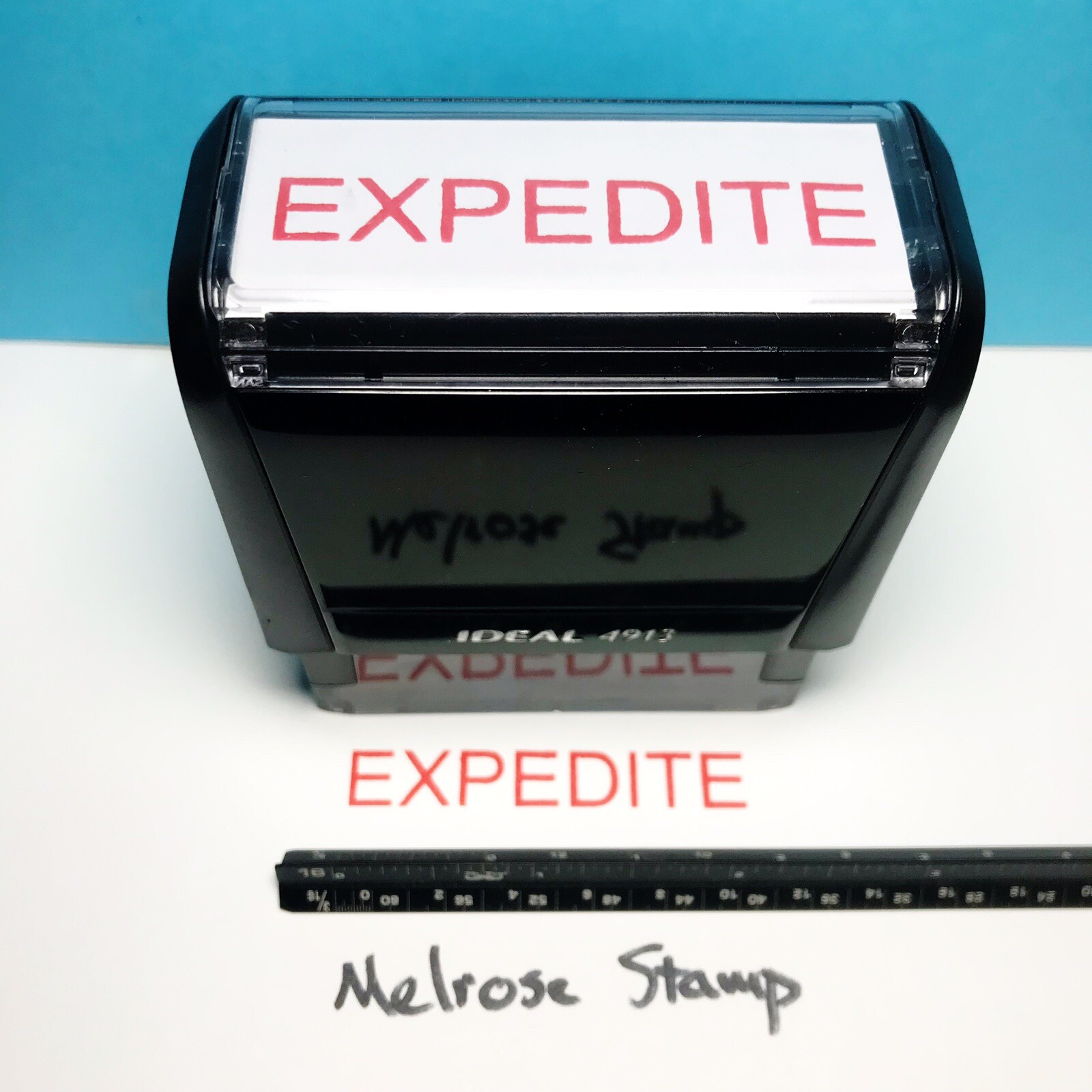 Expedite Rubber Stamp Red Ink Self Inking Ideal 4913