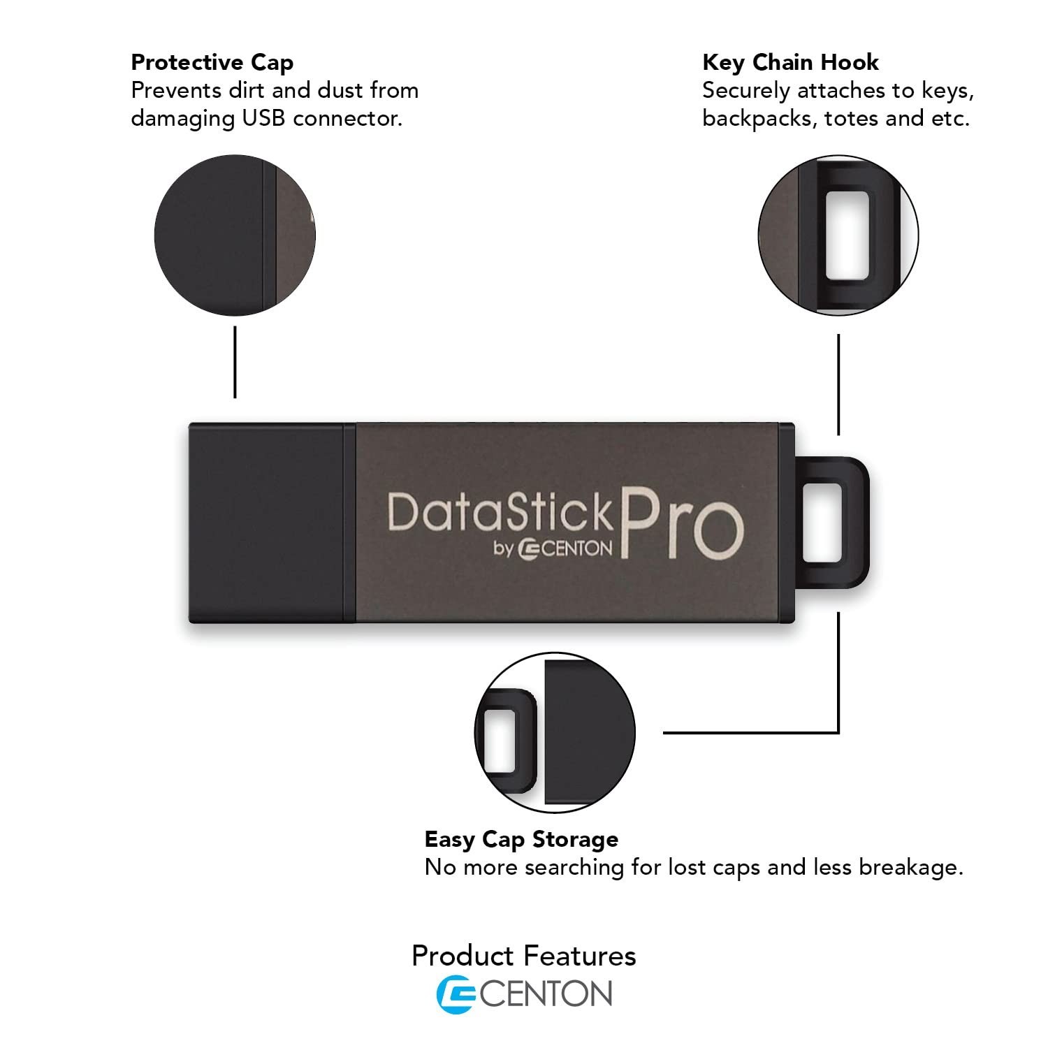 Centon Electronics DataStick Pro USB 2.0 Flash Drive, 2 GB, 10 USB Flash Driv...