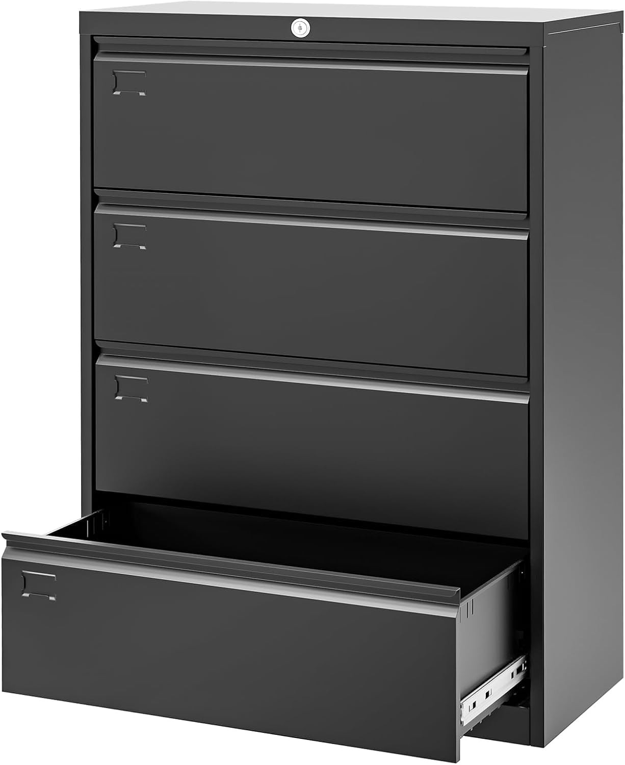 4-Drawer Lateral File Cabinet with Lock, Holds Letter/Legal/A4, Steel for Office