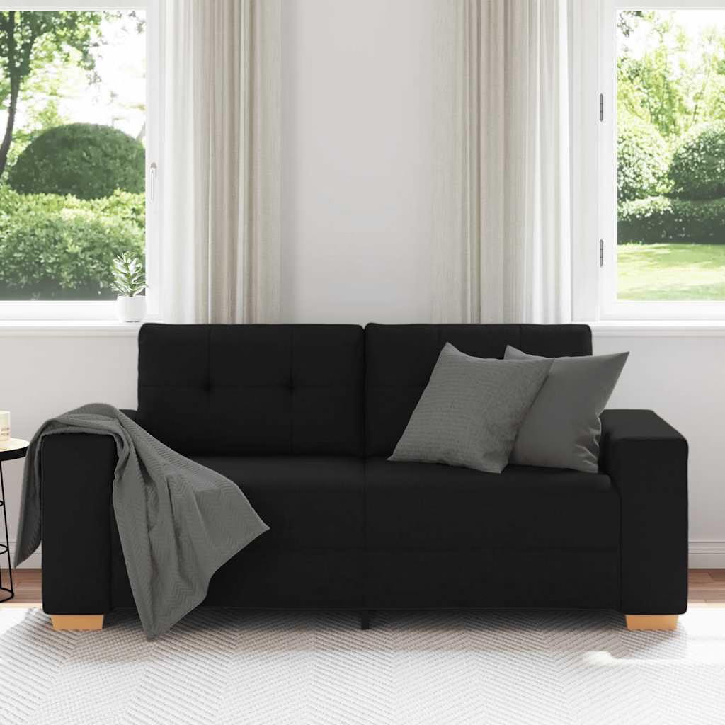 Loveseat Sofa Black 100% Polyester, Plywood, Steel 2-seater