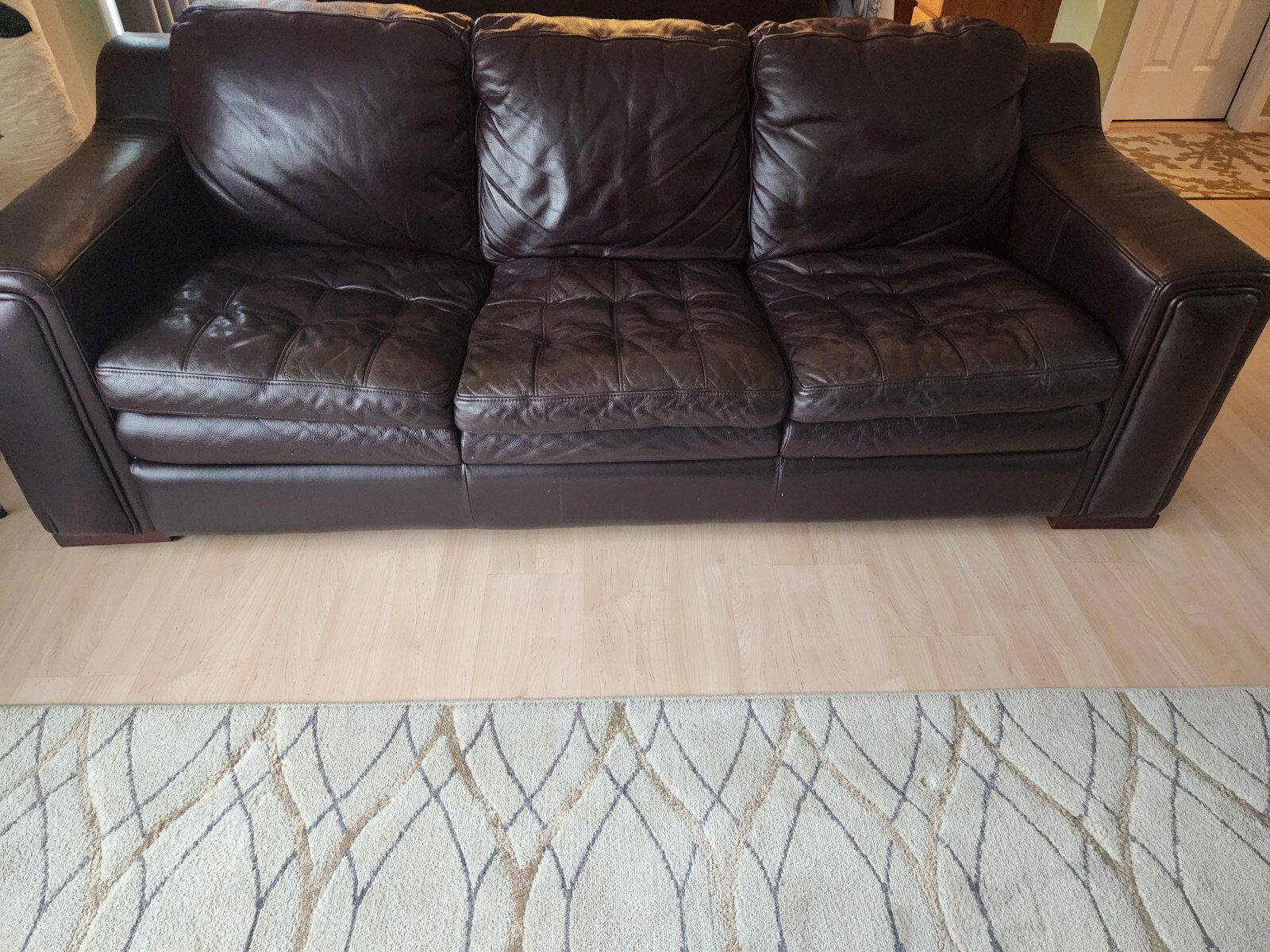 2 Piece set leather couch (sofa plus loveseat) in very good condition-dark brown