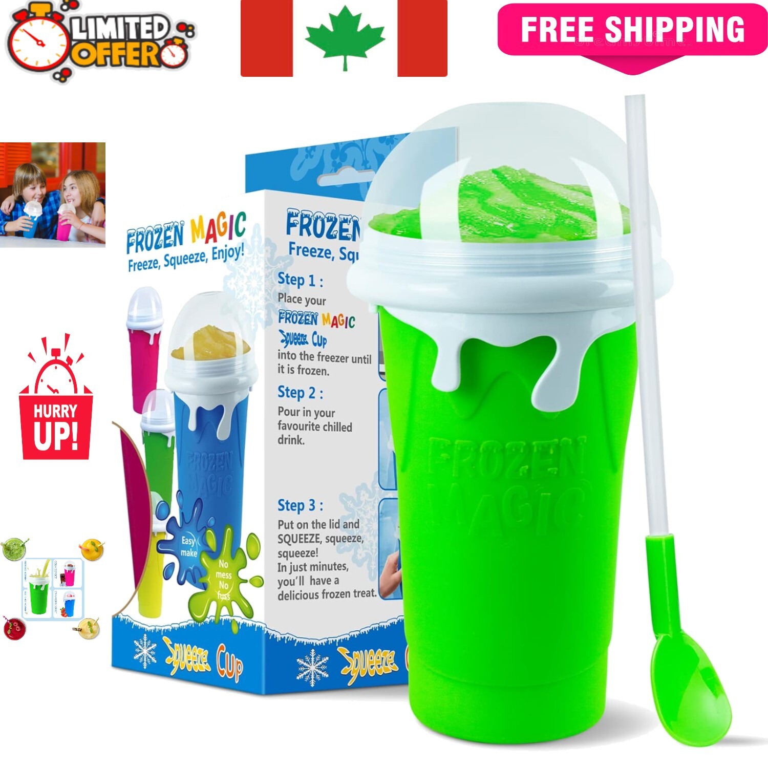 Fun Slushy Maker - 16.9 oz Magic Squeeze Cup for Refreshing Summer Drinks