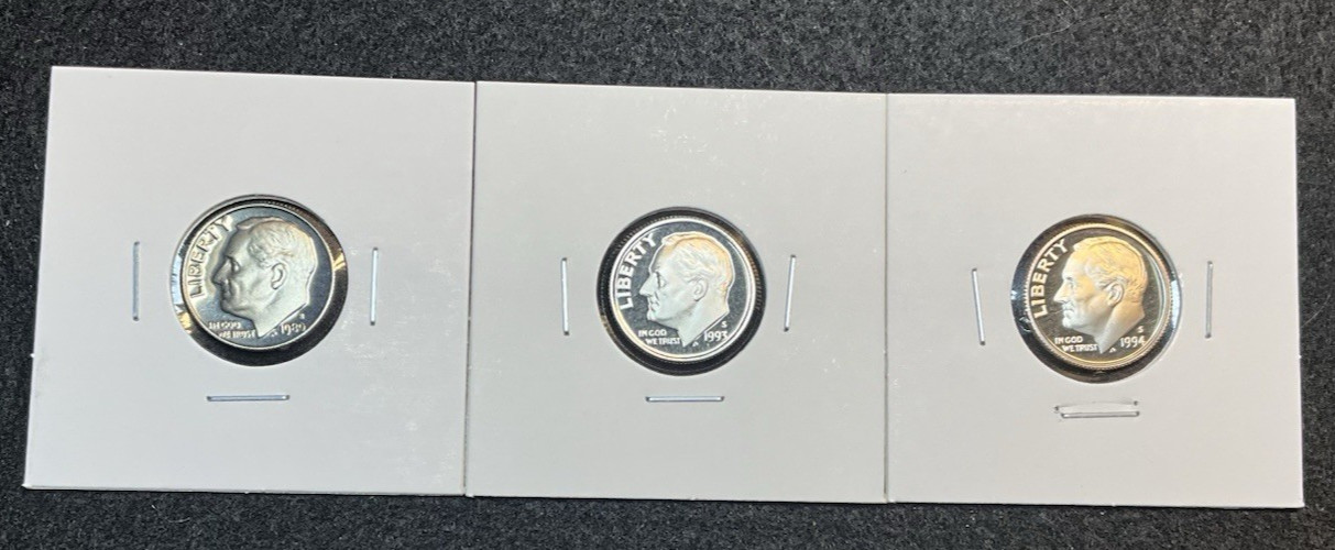 1980 S / 1993 S / 1994 S - 10C Proof Roosevelt Cameo Dime