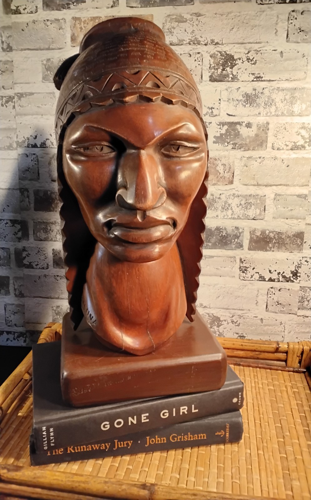 Art Deco Large Beautifully Carved Peruvian Tribal Head Vintage Bust 15"