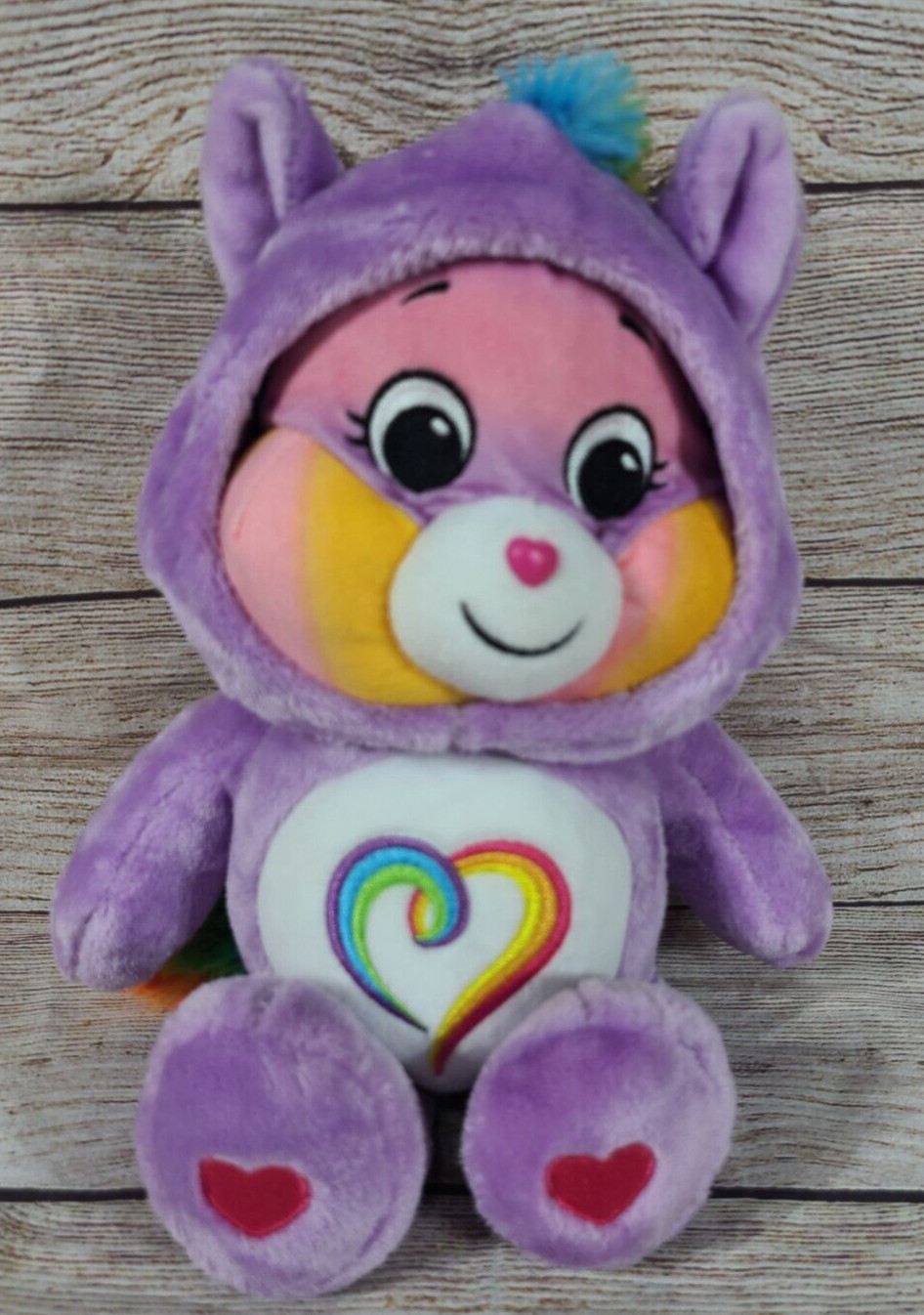 Basic Fun Plush Togetherness Pegasus Care Bear Stuffed Animal Hearts Purple 12"