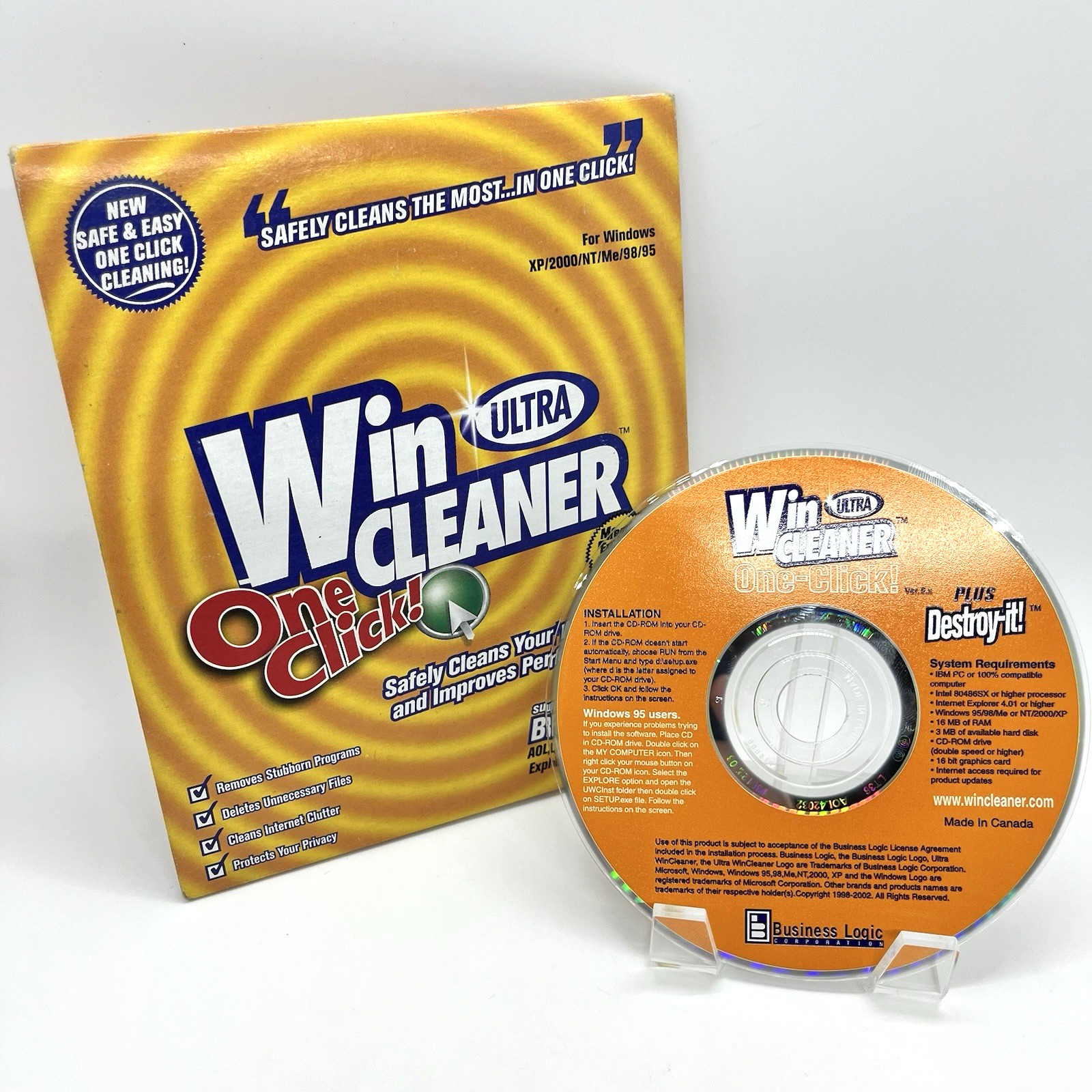 Ultra WinCleaner One-Click Ver 8.x PC Utility Software CD Windows XP 98 95 +