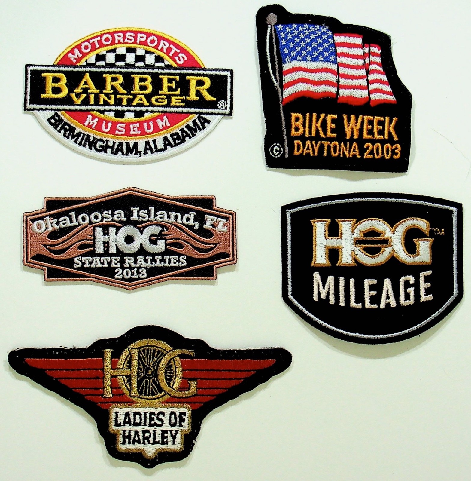5 Collectable Harley Davidson Smaller Hog Patches -KK-59