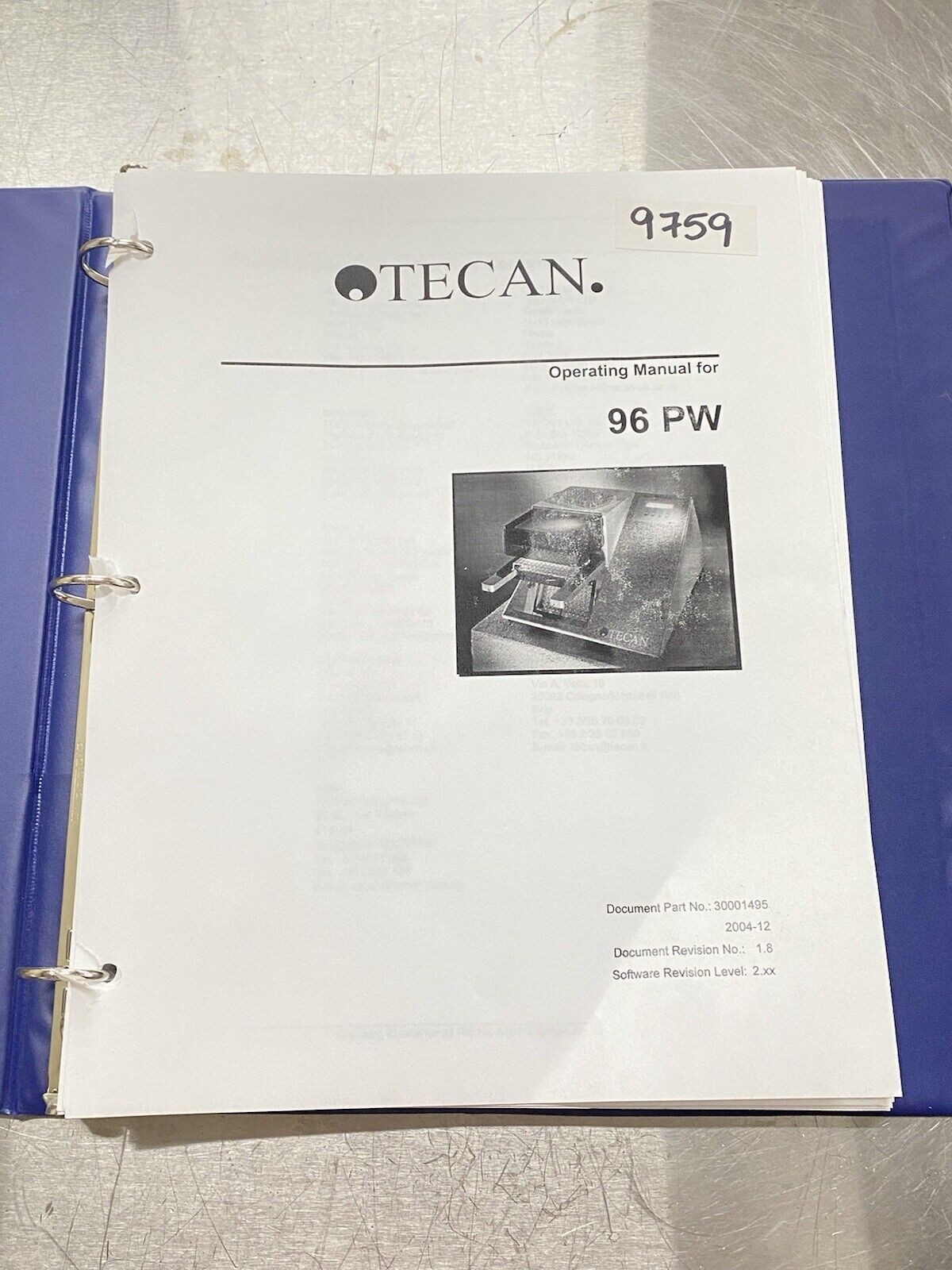Tecan 96 PW - User Guide / Manual
