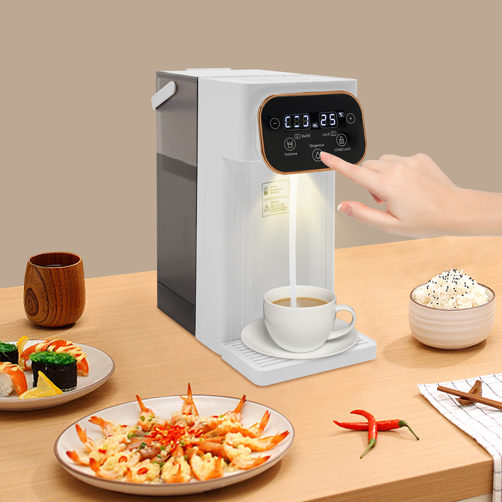 3L Electric Hot Water Dispenser Countertop Instant Water Dispenser &Filter 1500W