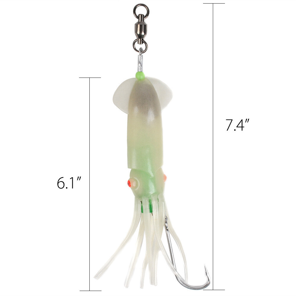 Dr.Fish Saltwater LED Fishing Lures Lighted Squid Baits Deep Drop Tuna Lead Rig