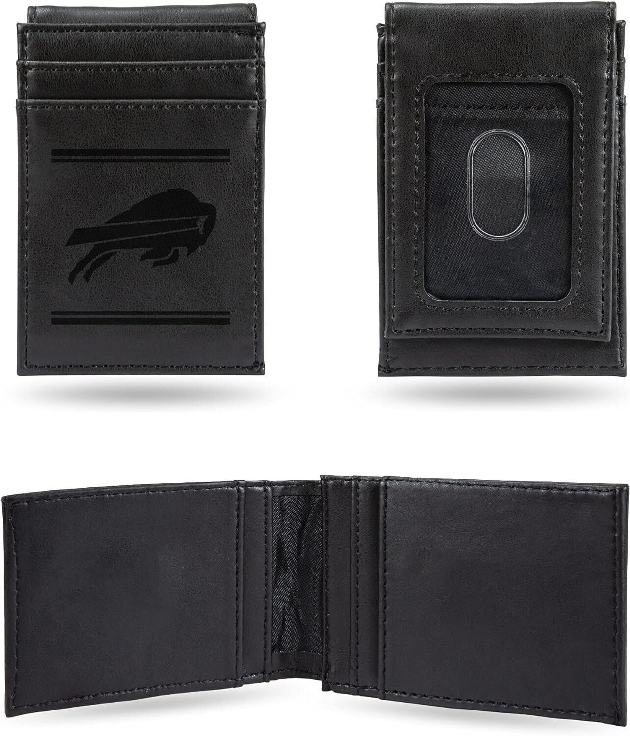 Buffalo Bills Premium Black Leather Wallet, Front Pocket Magnetic Money Clip,...
