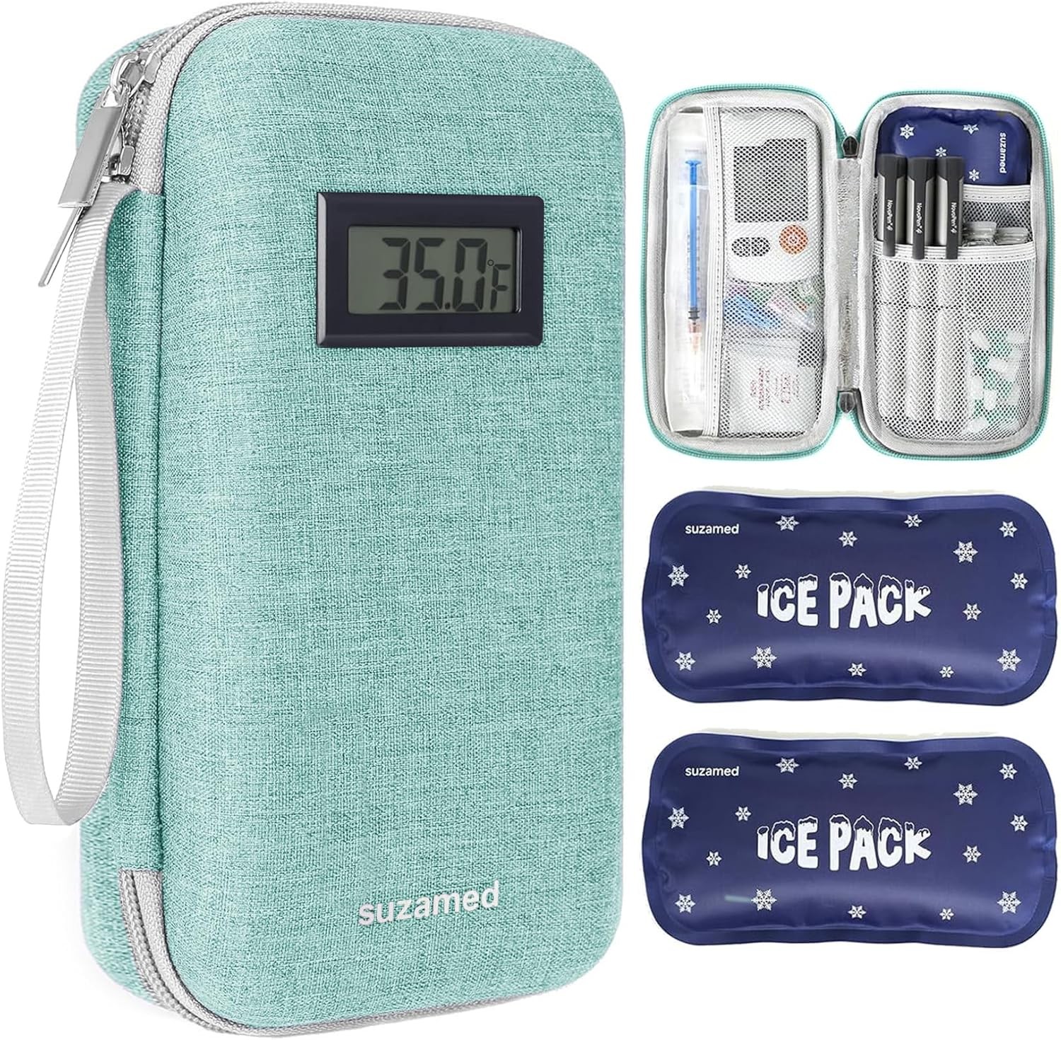 suzamed Insulin Cooler Travel Case,EVA Insulation Travel Medicine Kit with Tempe