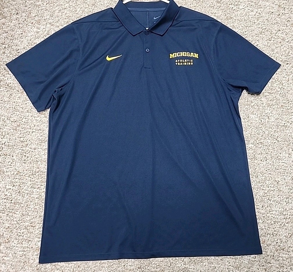 Michigan Athletic Training Nike Dri Fit Polo Shirt Men's XL Navy Lightweight