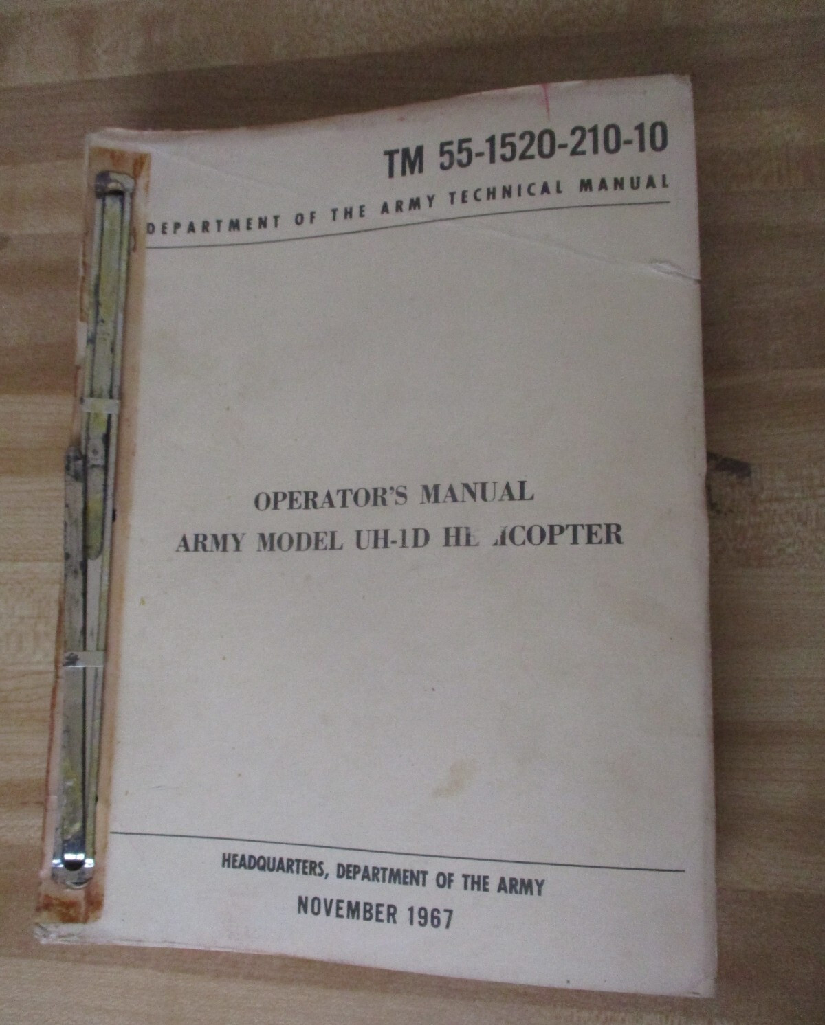 1967 Bell Army Model UH-1D Helicopter Organizational Maintenance Manual Vintage