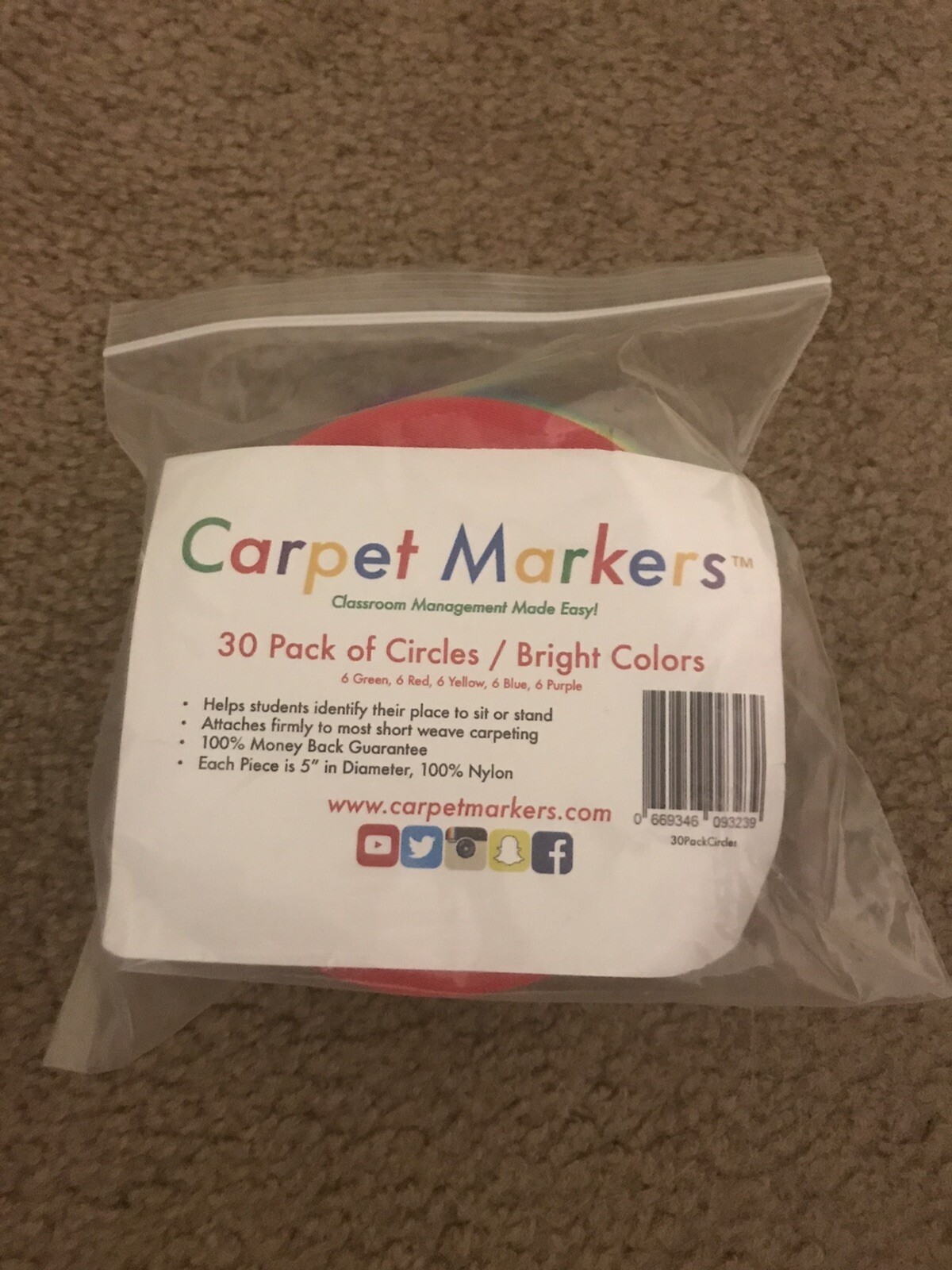 Carpet Markers Round 30 Pieces Classroom Markers