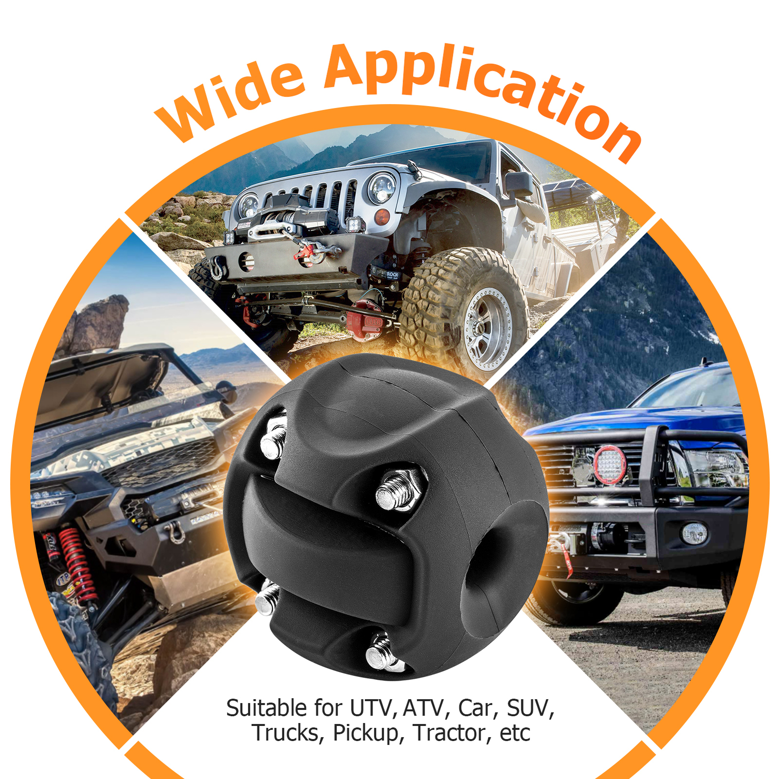 Pair Winch Synthetic Rope Split Cable Hook Stopper Rubber For ATV UTV SUV ORV