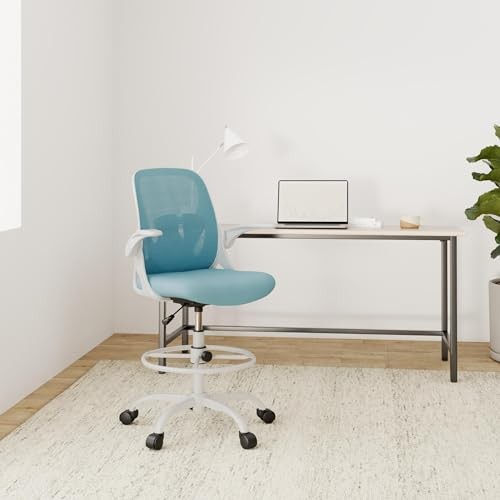 Drafting Chair Tall Office Chair with Flip-up Armrests Executive 934-Z Blue