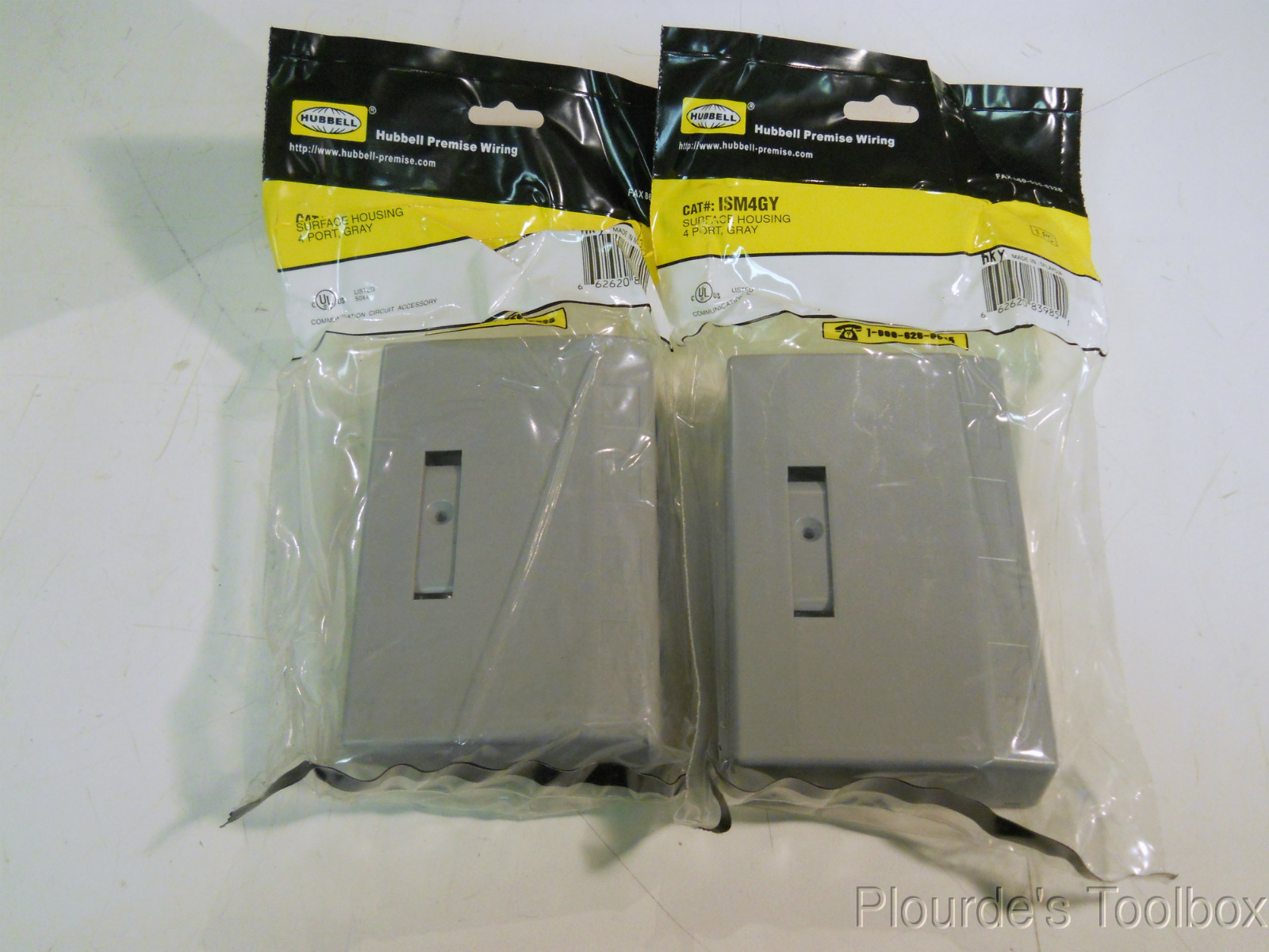 ​Lot of (2) New Hubbell Gray 4 Port Surface Mount Housing Boxes, ISM4GY
