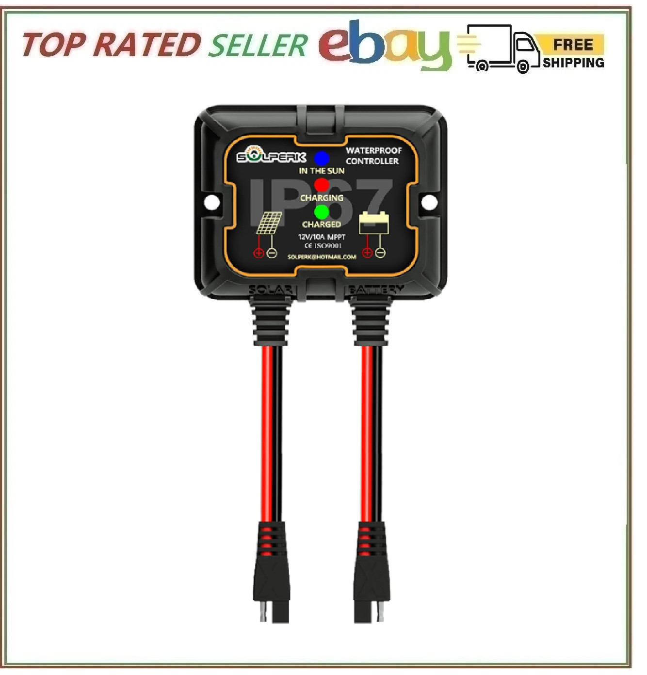 SOLPERK MPPT Solar Charge Controller 10A 12V Waterproof Intelligent Portable