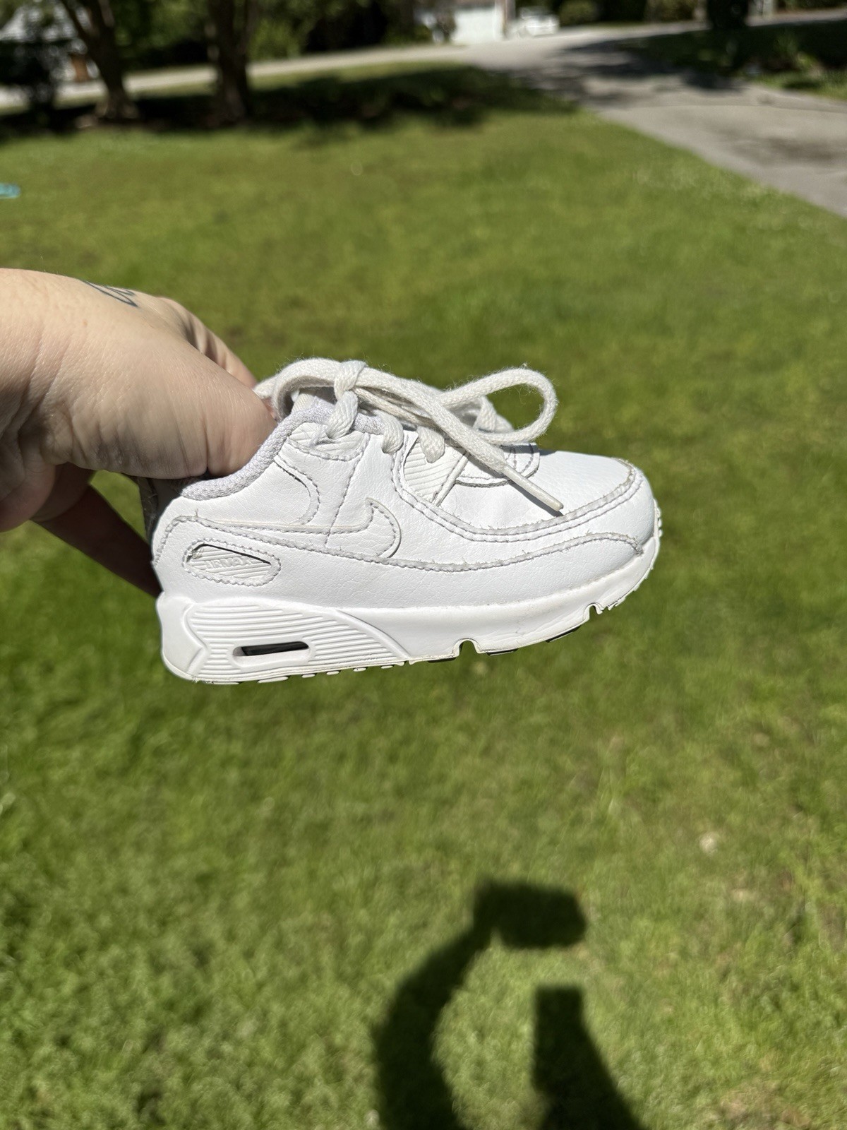 Nike Air Max 90 Leather Triple White (TD) sneakers Shoes Size 6C Toddler Kids