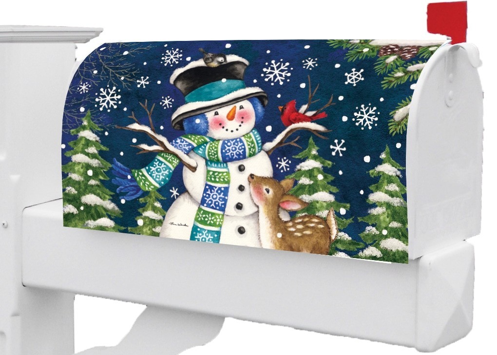 Winter Snowman Cardinal Deer Magnetic Mailbox Cover Only