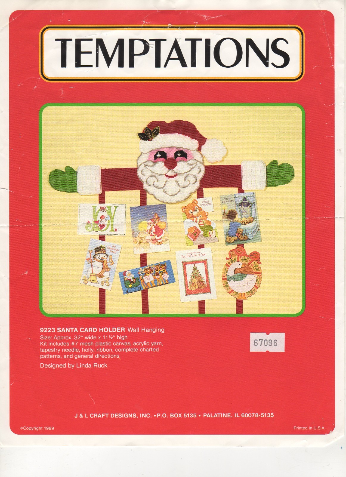 SANTA  CARD HOLDER WALL HANGING   plastic canvas  PATTERN (#TF0560)