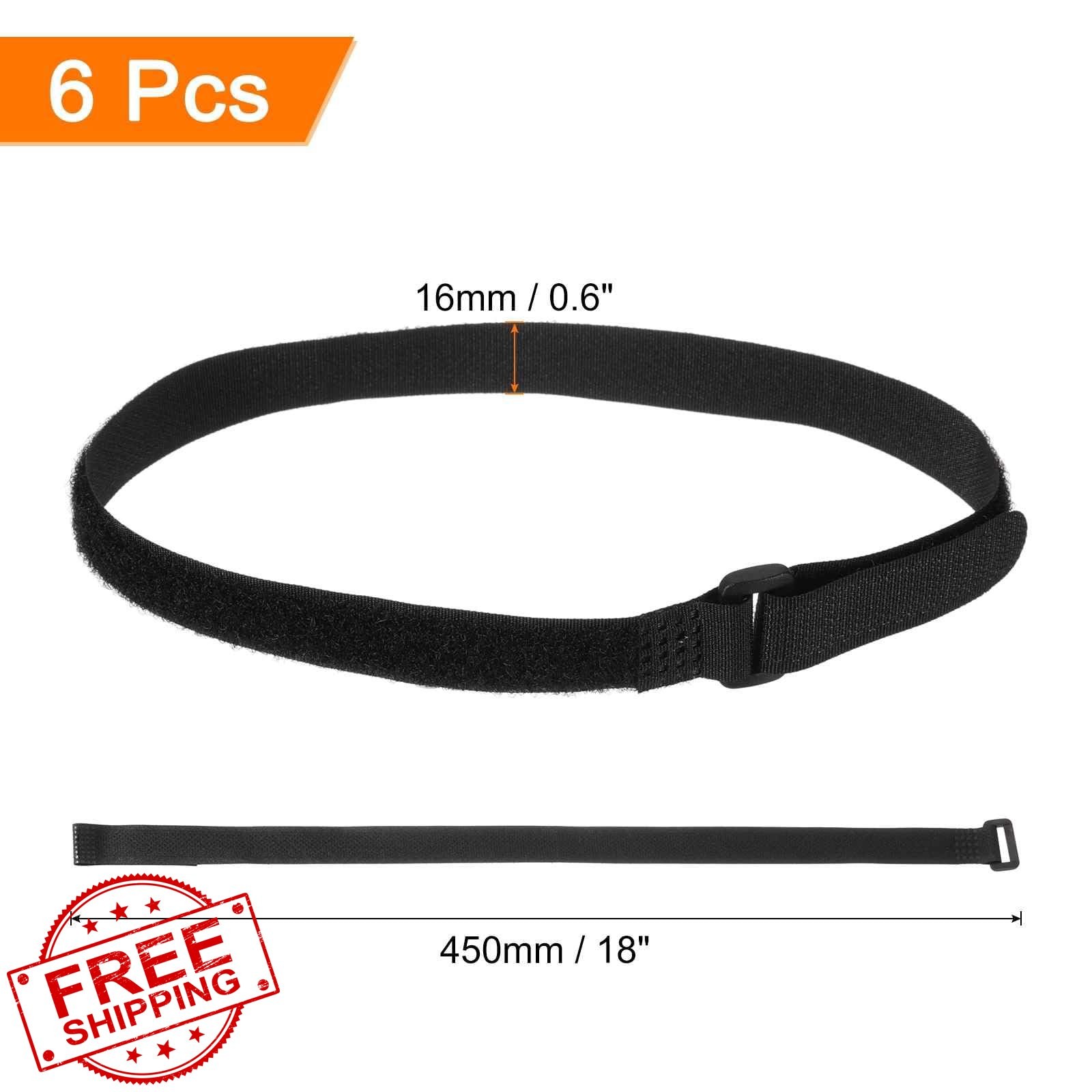 MECCANIXITY 6 Pcs 18" Battery Tie Down Straps, Nylon RC Drone Car Boat Black