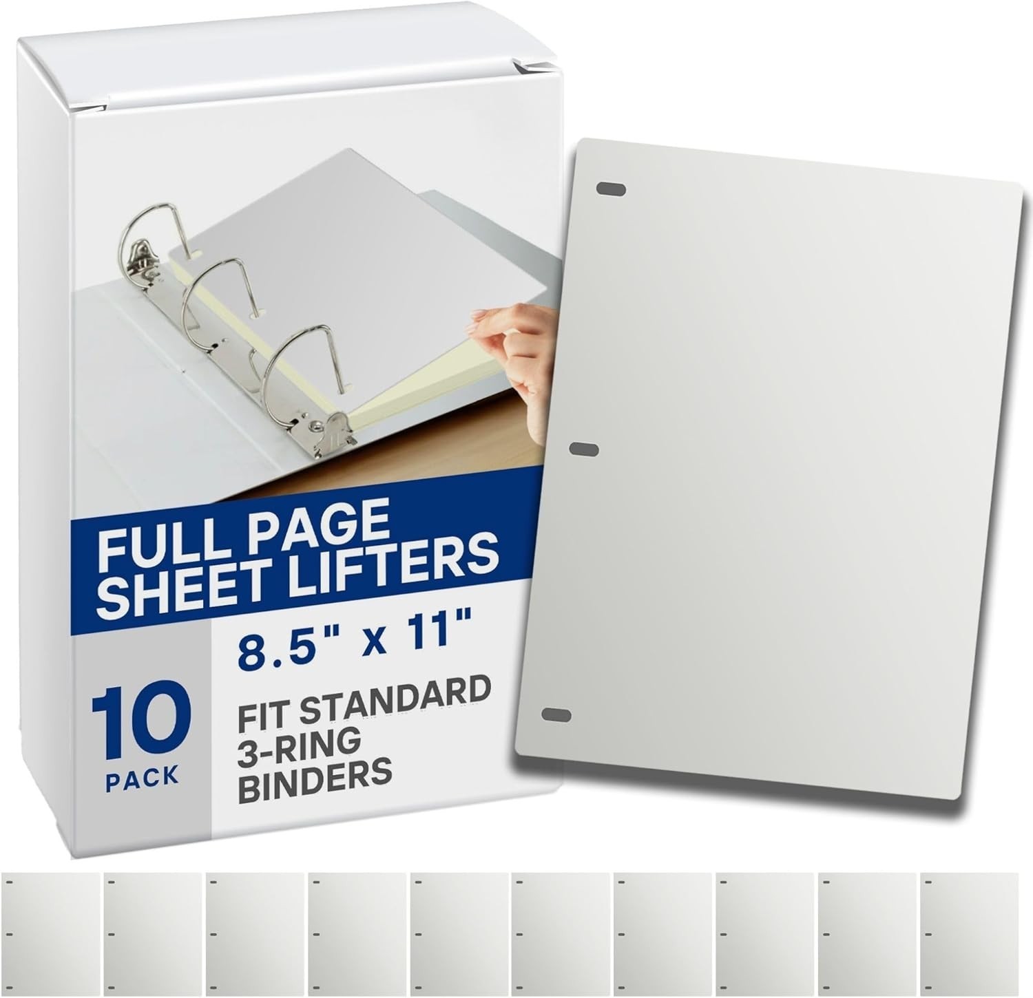 Full Page Flat Sheet Lifters, Letter Size 11X8.5 Inch, 10 Pack