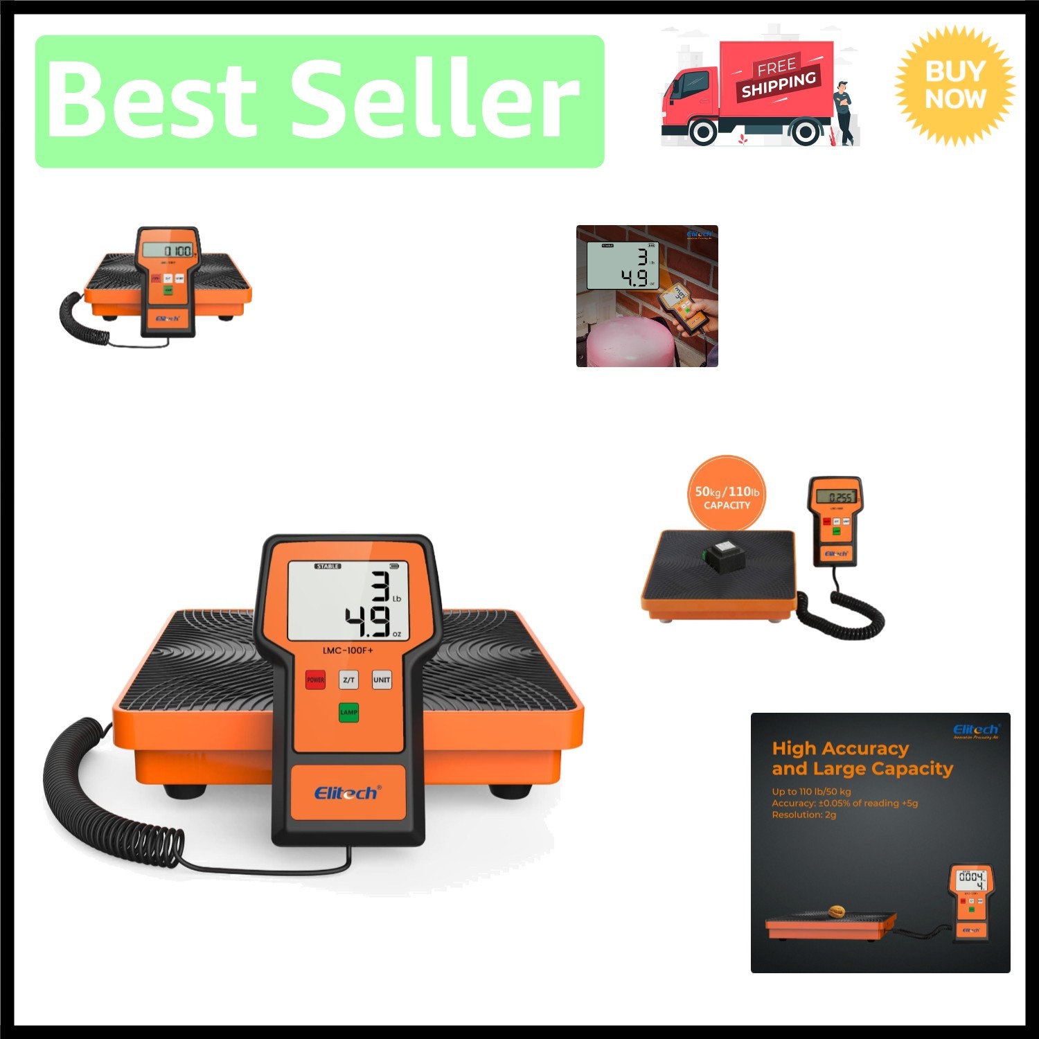 Accurate 110Lbs Refrigerant Weight Scale for HVAC with Carrying Case & Support