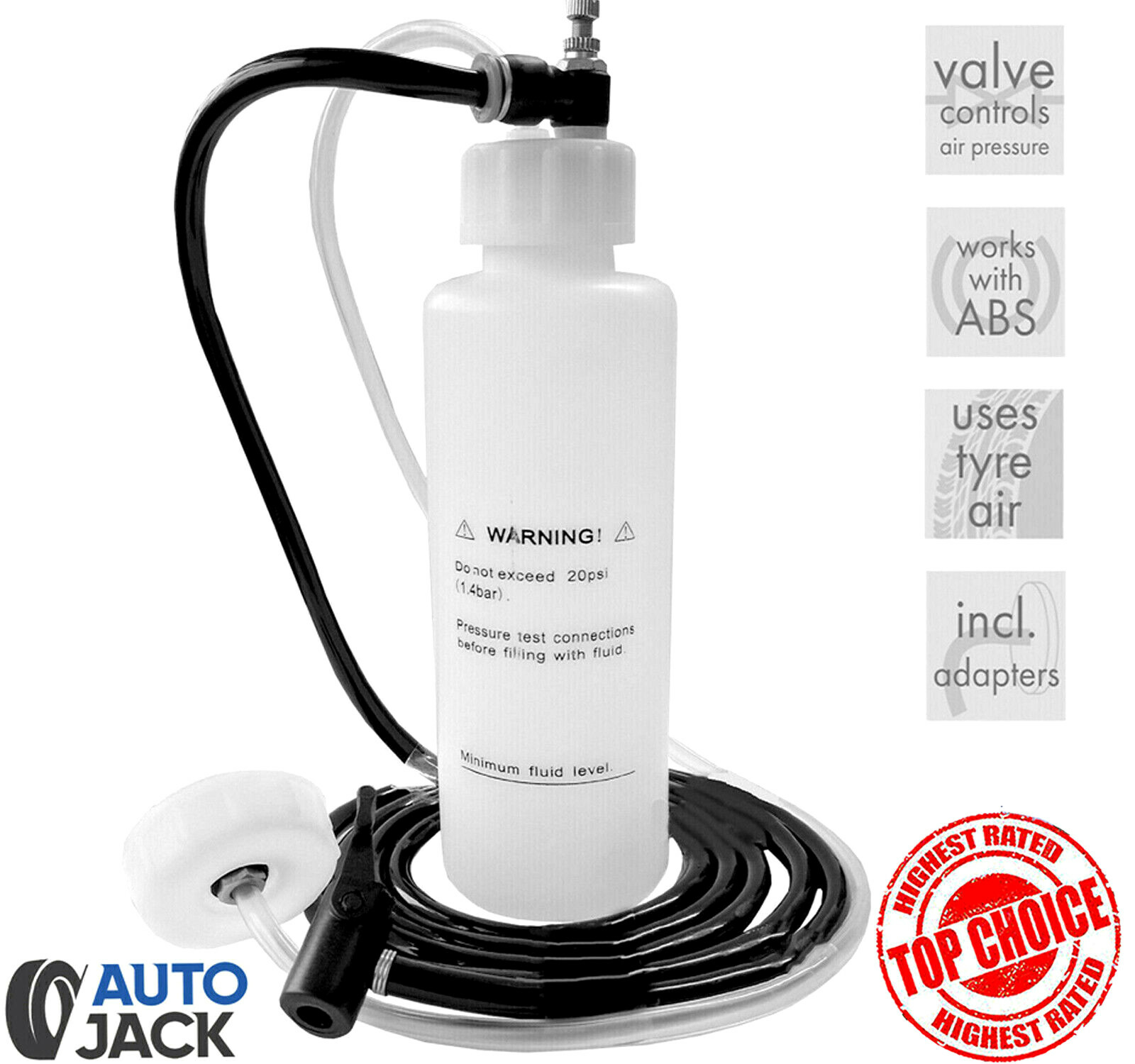 Air Pressure Brake Clutch Bleeder Kit – ABS Compatible 500ml Tank One Man Tool