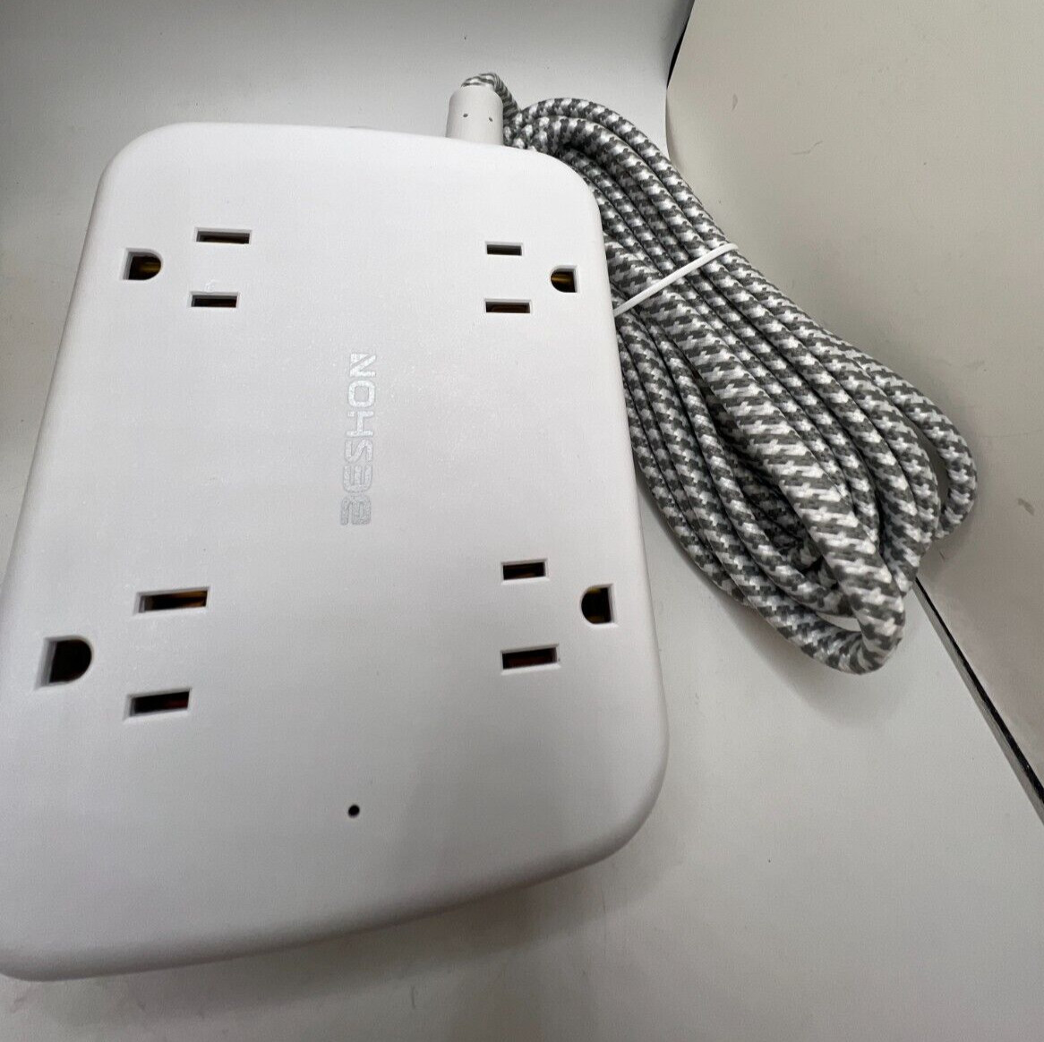 Beshon BS921 Surge Protector Power Strip with 2 USB C 5 Ft Flat Extension Cord