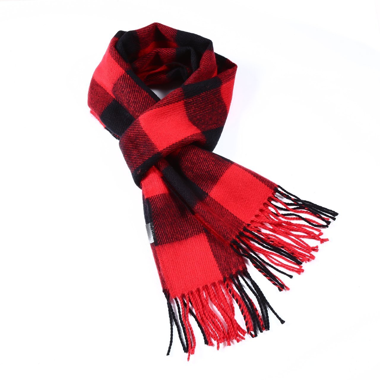 A.WAVE Softer than Cashmere Wool Touch Tassel Ends Plaid Check Solid Scarf Top