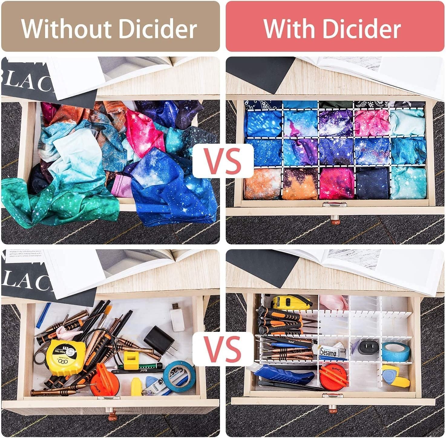 8Pcs Adjustable Drawer Dividers – Effortless Organization for Home & Office