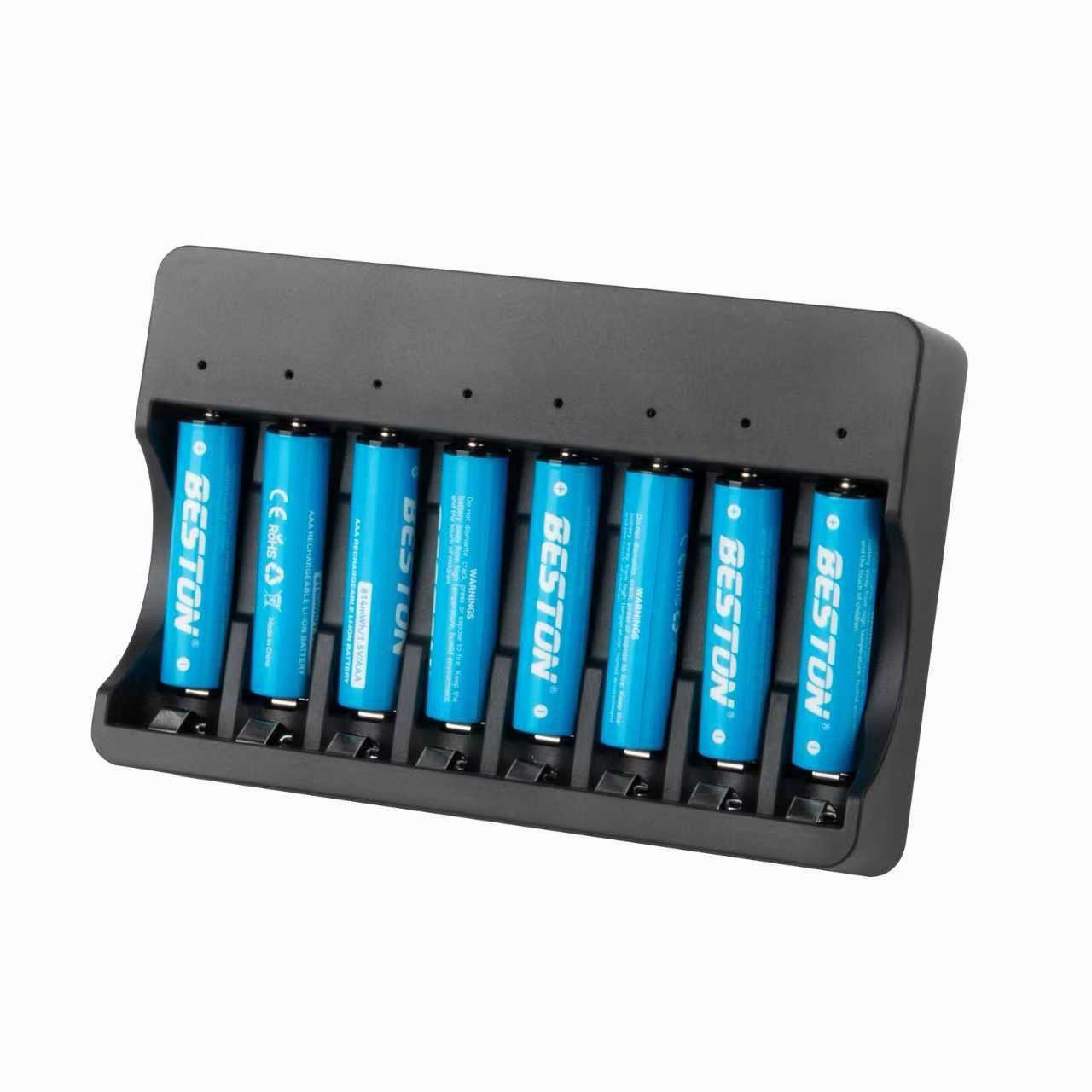 BESTON AA/AAA Battery Charger + 8x AAA Rechargeable Batteries 1.5V Li-ion New