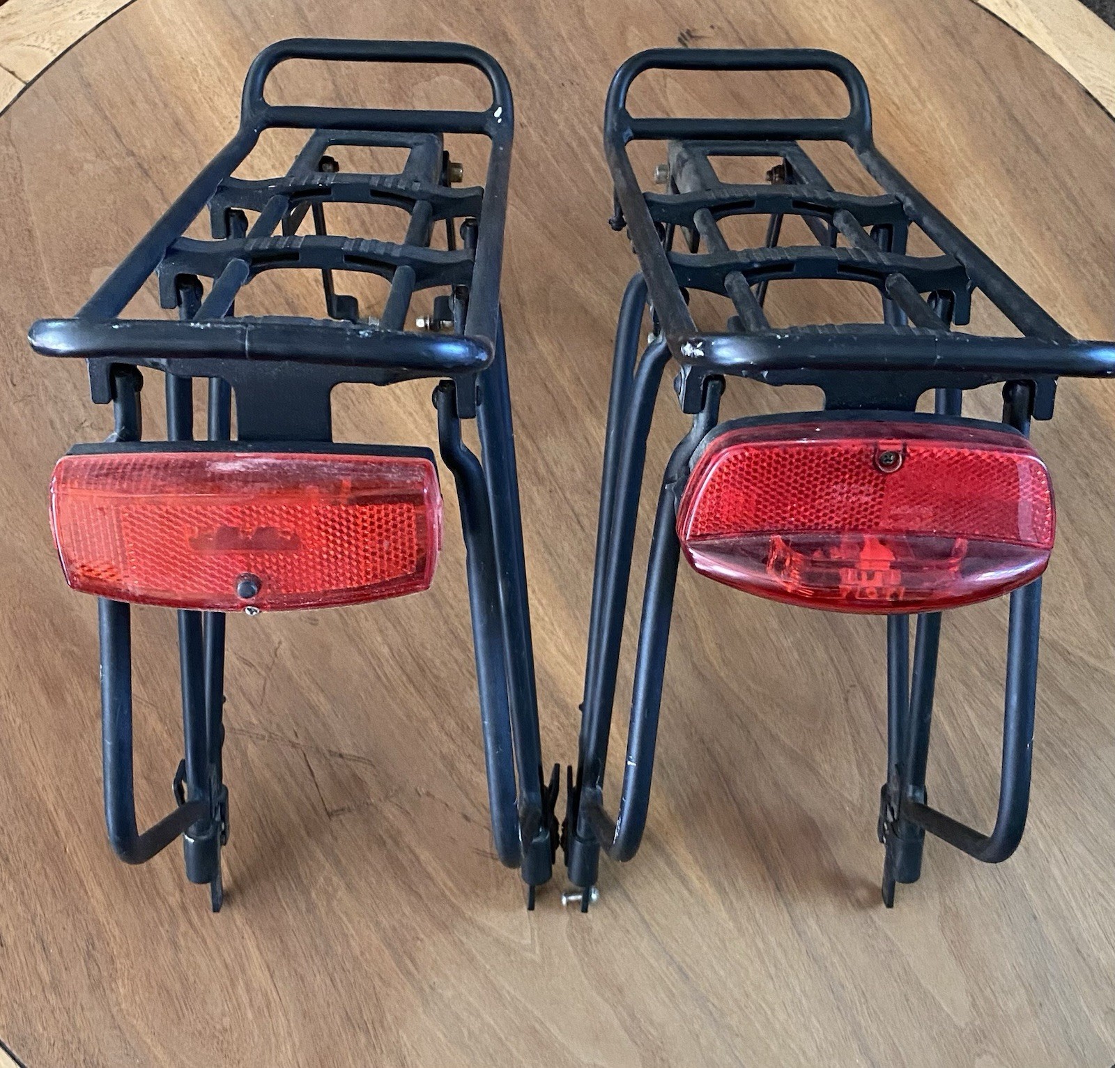 SET OF TWO BICYCLE REAR RACKS WITH REFLECTOR - USED, SOLD AS IS