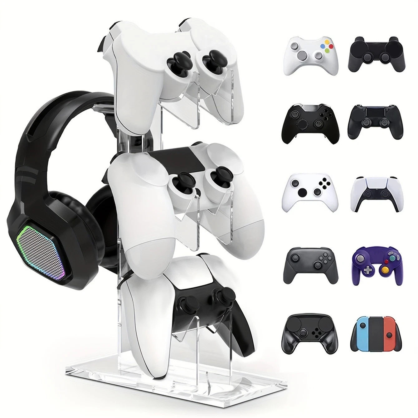 Universal 3 Layer Game Controller And Headphone Holder Stand Display ALL IN ONE